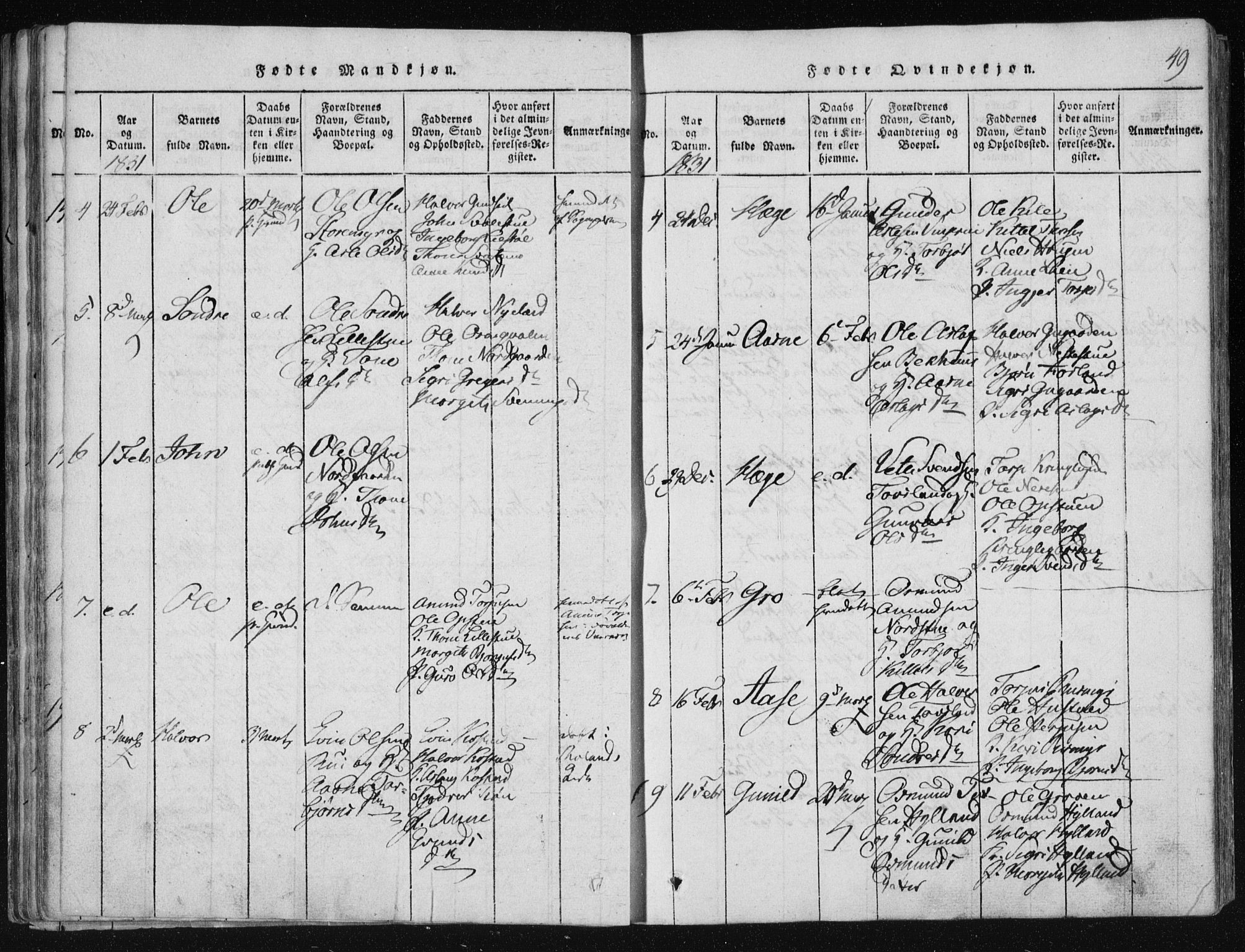 Vinje kirkebøker, SAKO/A-312/F/Fa/L0003: Parish register (official) no. I 3, 1814-1843, p. 49