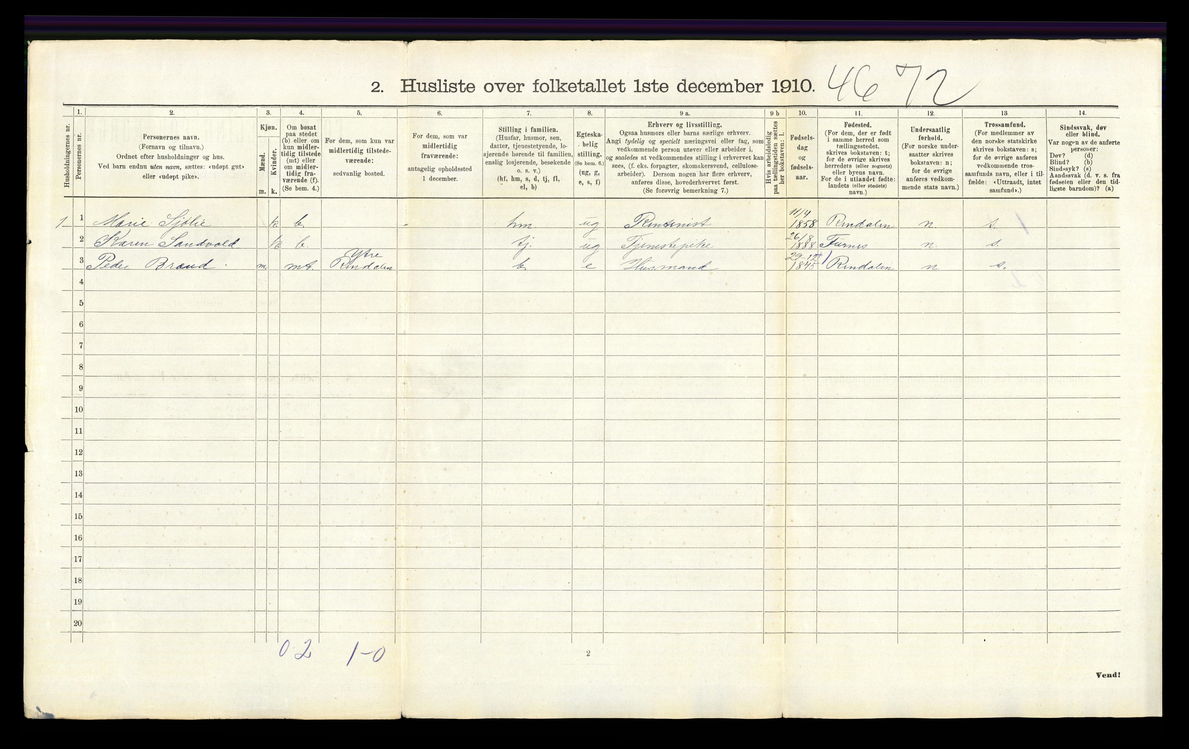 RA, 1910 census for Stor-Elvdal, 1910, p. 810