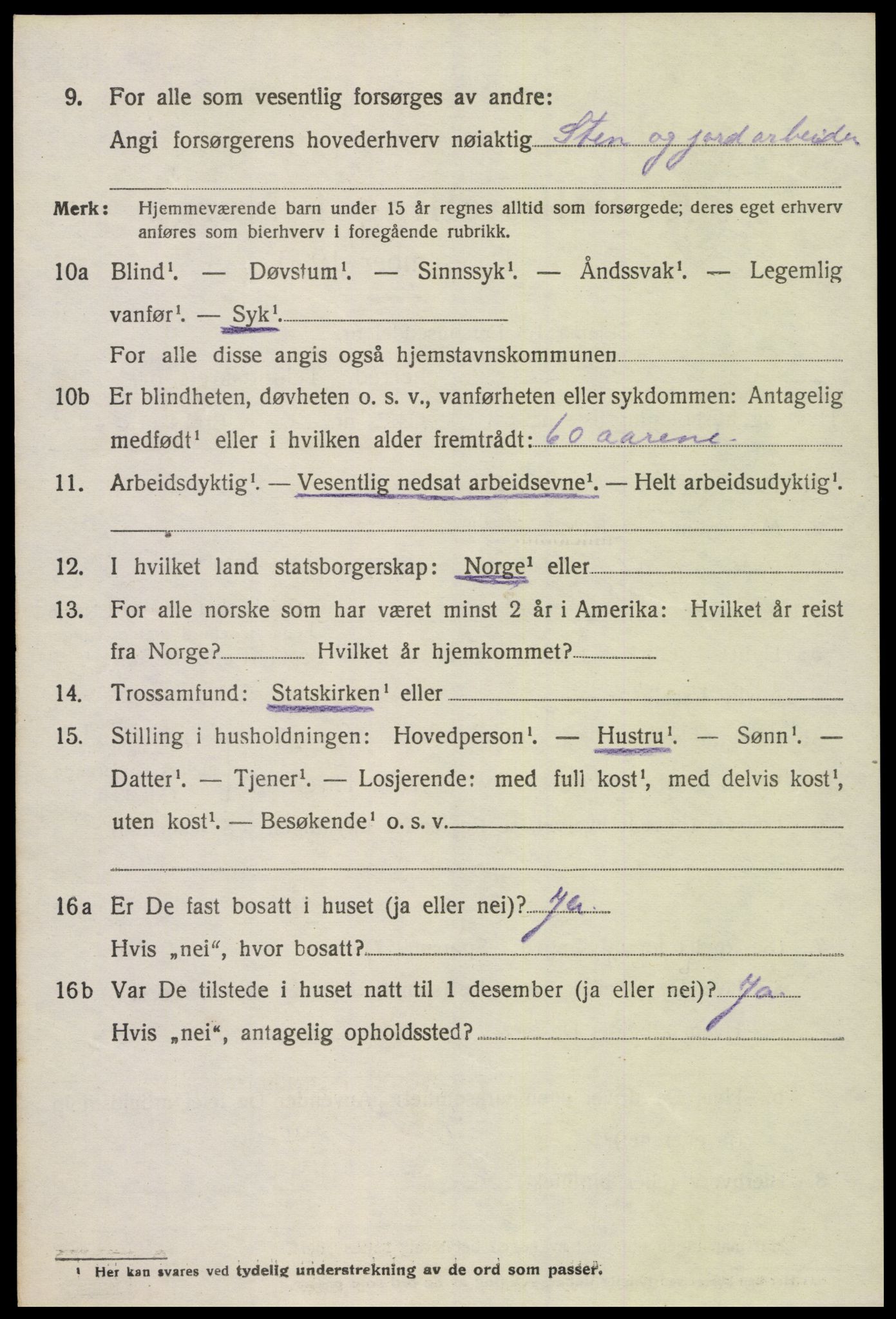 SAK, 1920 census for Oddernes, 1920, p. 4686