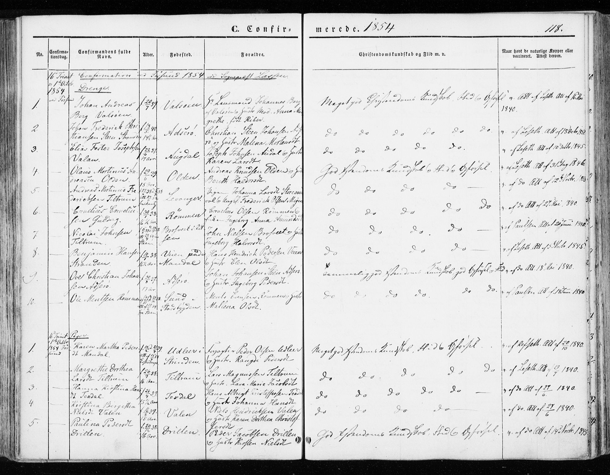 Ministerialprotokoller, klokkerbøker og fødselsregistre - Sør-Trøndelag, SAT/A-1456/655/L0677: Parish register (official) no. 655A06, 1847-1860, p. 118