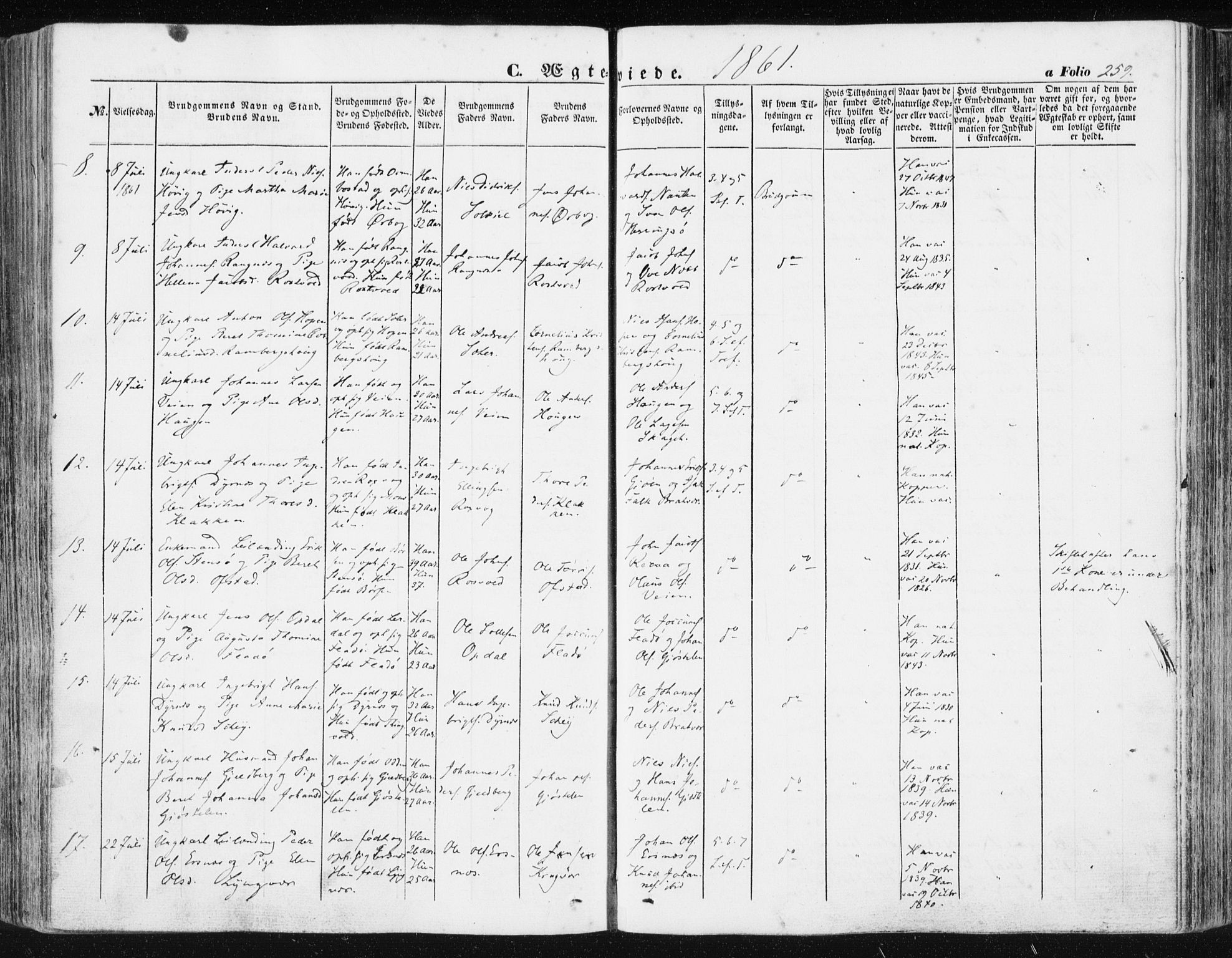 Ministerialprotokoller, klokkerbøker og fødselsregistre - Møre og Romsdal, AV/SAT-A-1454/581/L0937: Parish register (official) no. 581A05, 1853-1872, p. 259