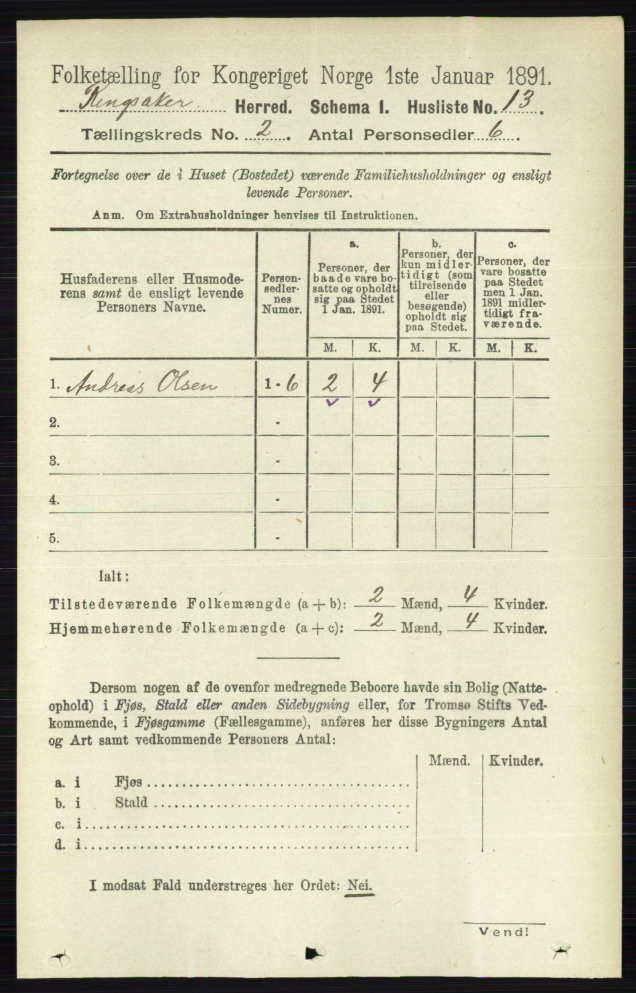 RA, 1891 census for 0412 Ringsaker, 1891, p. 760