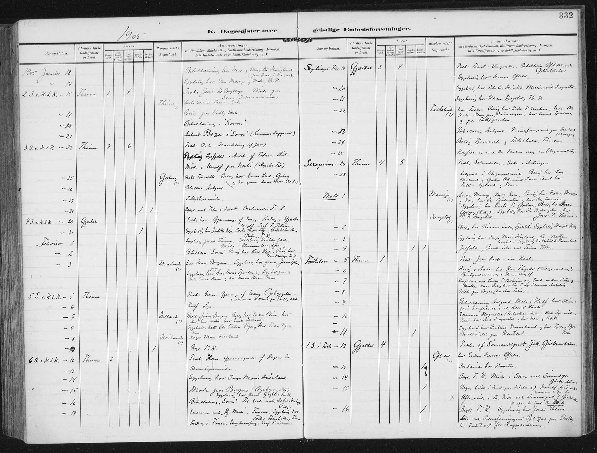 Lye sokneprestkontor, AV/SAST-A-101794/002/A/L0001: Parish register (official) no. A 12, 1904-1920, p. 332