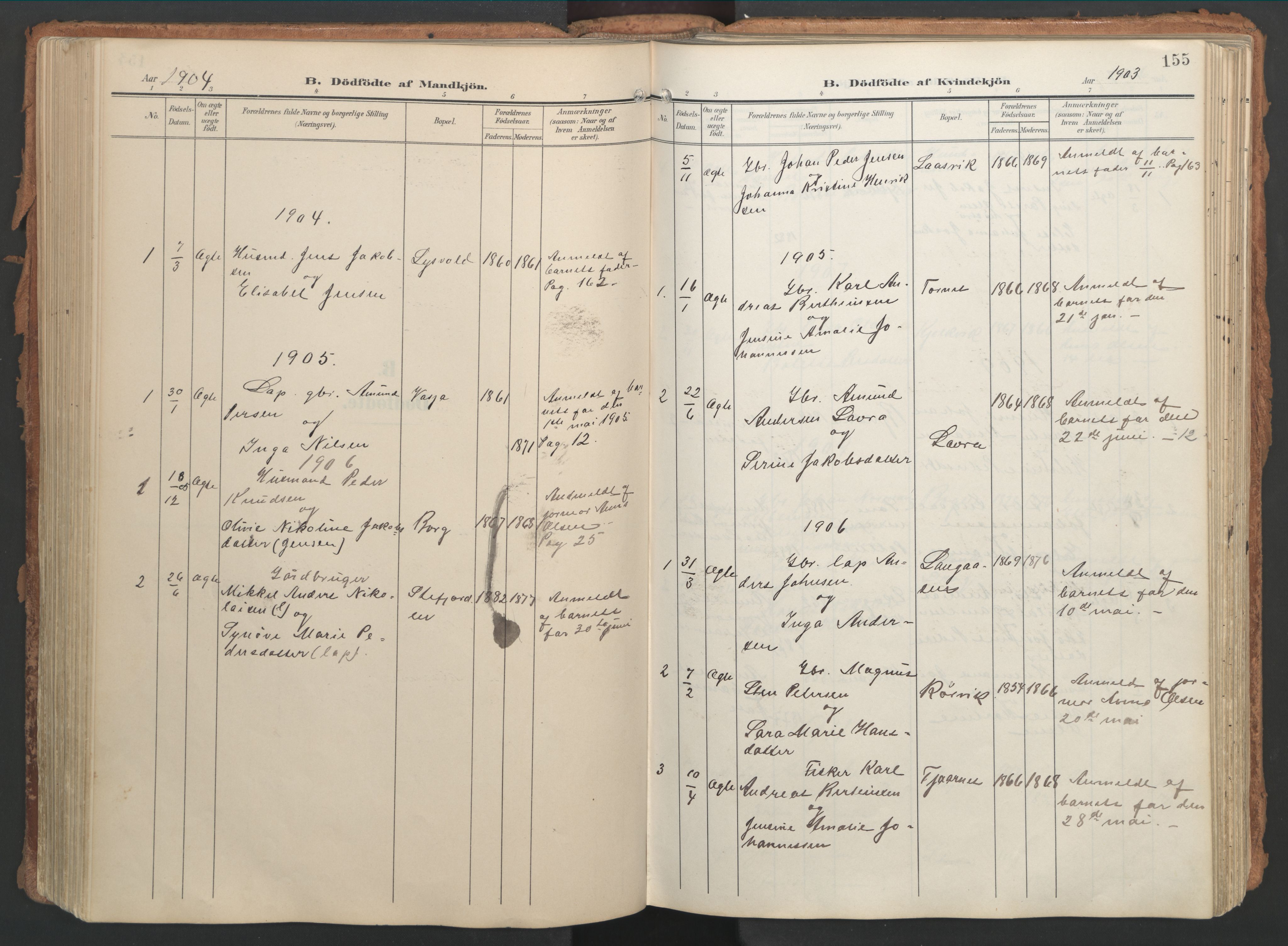 Ministerialprotokoller, klokkerbøker og fødselsregistre - Nordland, AV/SAT-A-1459/861/L0871: Parish register (official) no. 861A06, 1903-1916, p. 155