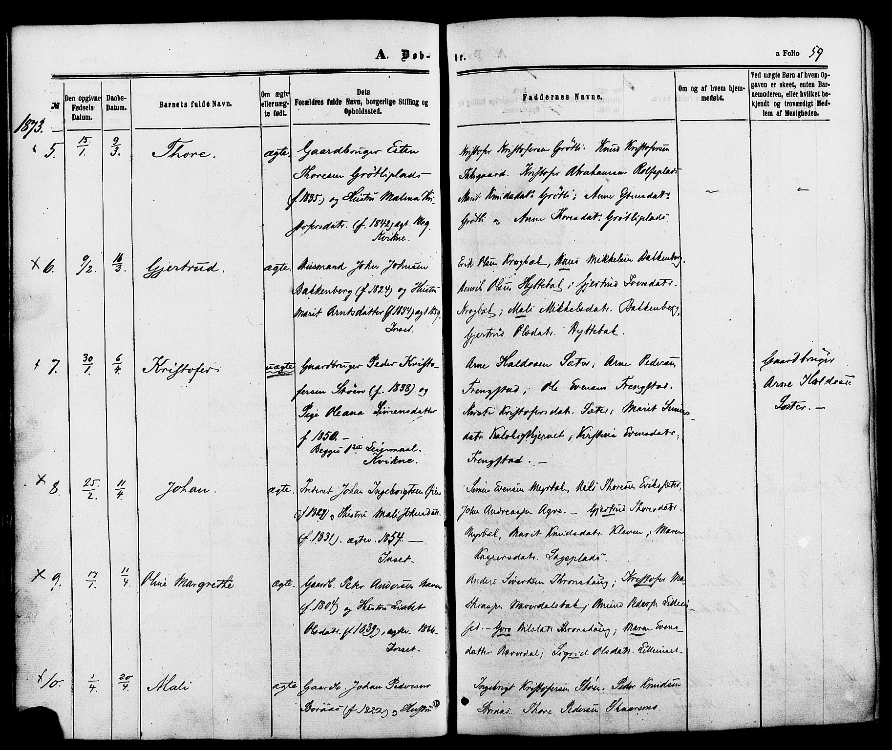 Kvikne prestekontor, AV/SAH-PREST-064/H/Ha/Haa/L0006: Parish register (official) no. 6, 1863-1886, p. 59