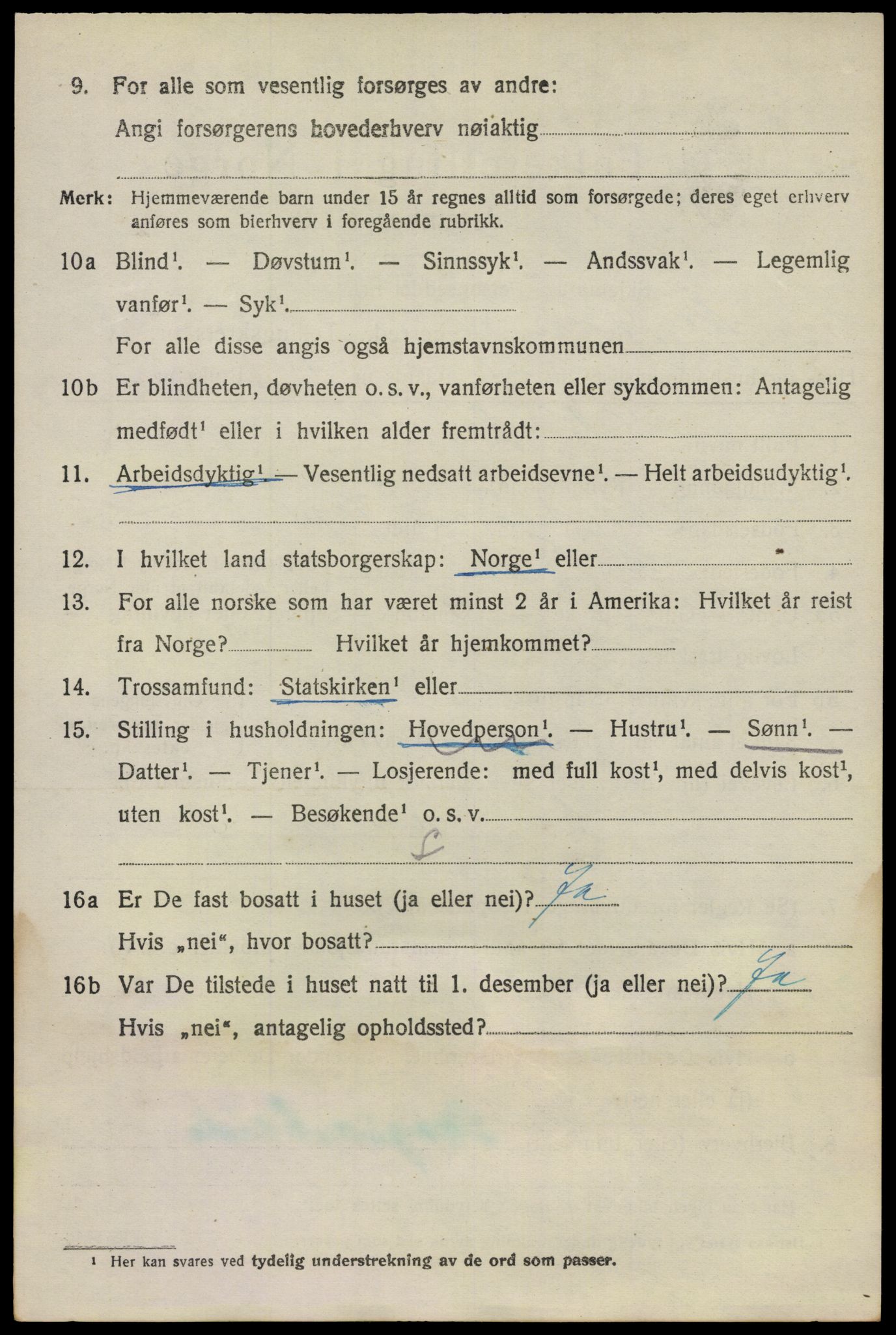 SAO, 1920 census for Nes, 1920, p. 9659