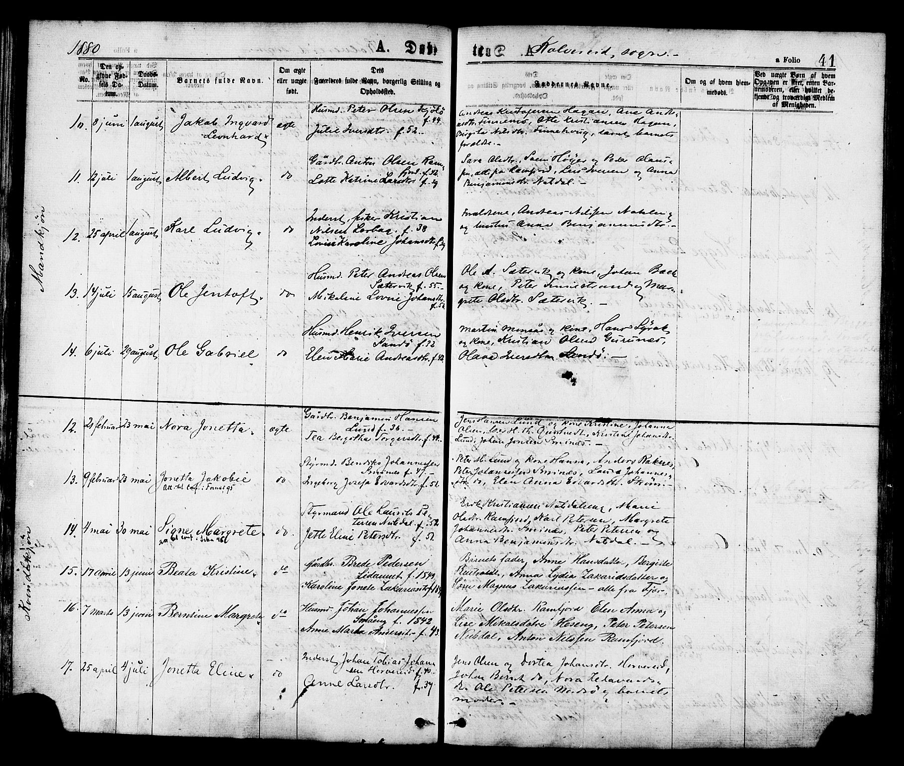 Ministerialprotokoller, klokkerbøker og fødselsregistre - Nord-Trøndelag, AV/SAT-A-1458/780/L0642: Parish register (official) no. 780A07 /1, 1874-1885, p. 41