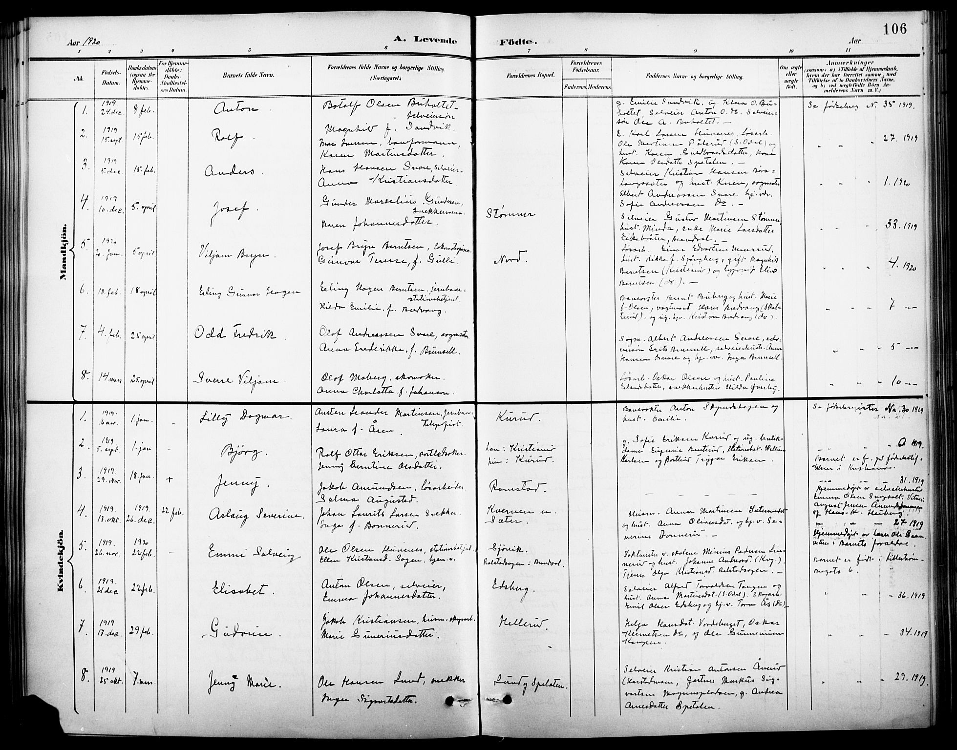 Vinger prestekontor, AV/SAH-PREST-024/H/Ha/Hab/L0003: Parish register (copy) no. 3, 1895-1920, p. 106