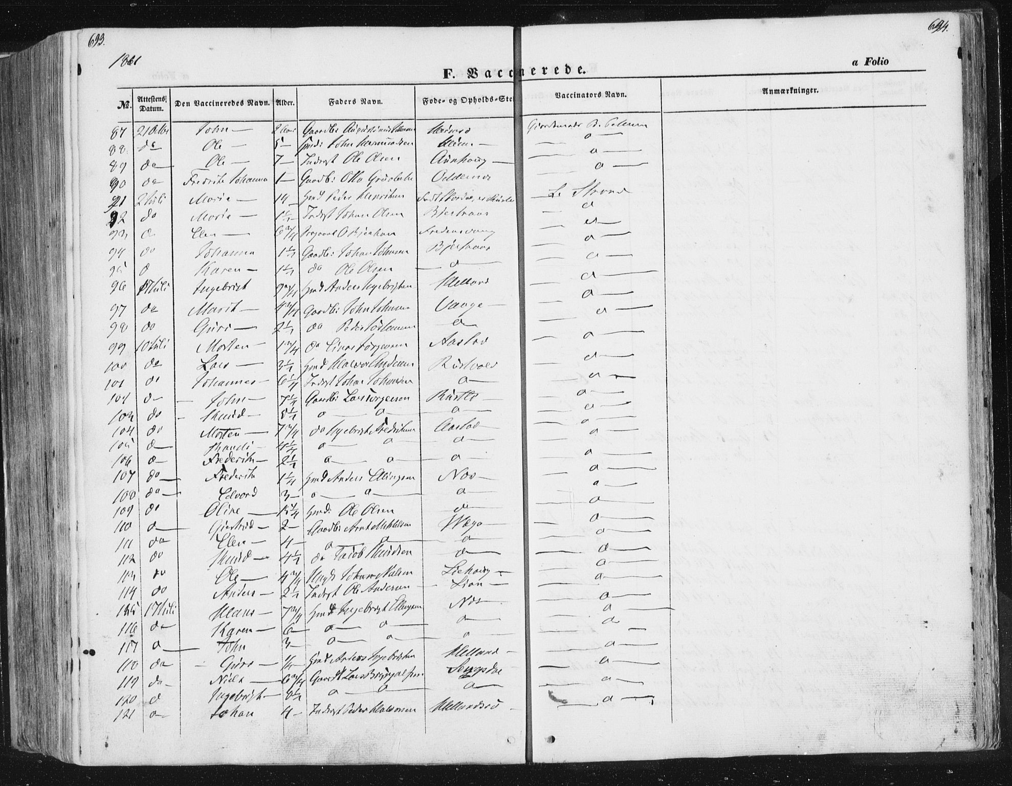 Ministerialprotokoller, klokkerbøker og fødselsregistre - Sør-Trøndelag, AV/SAT-A-1456/630/L0494: Parish register (official) no. 630A07, 1852-1868, p. 693-694