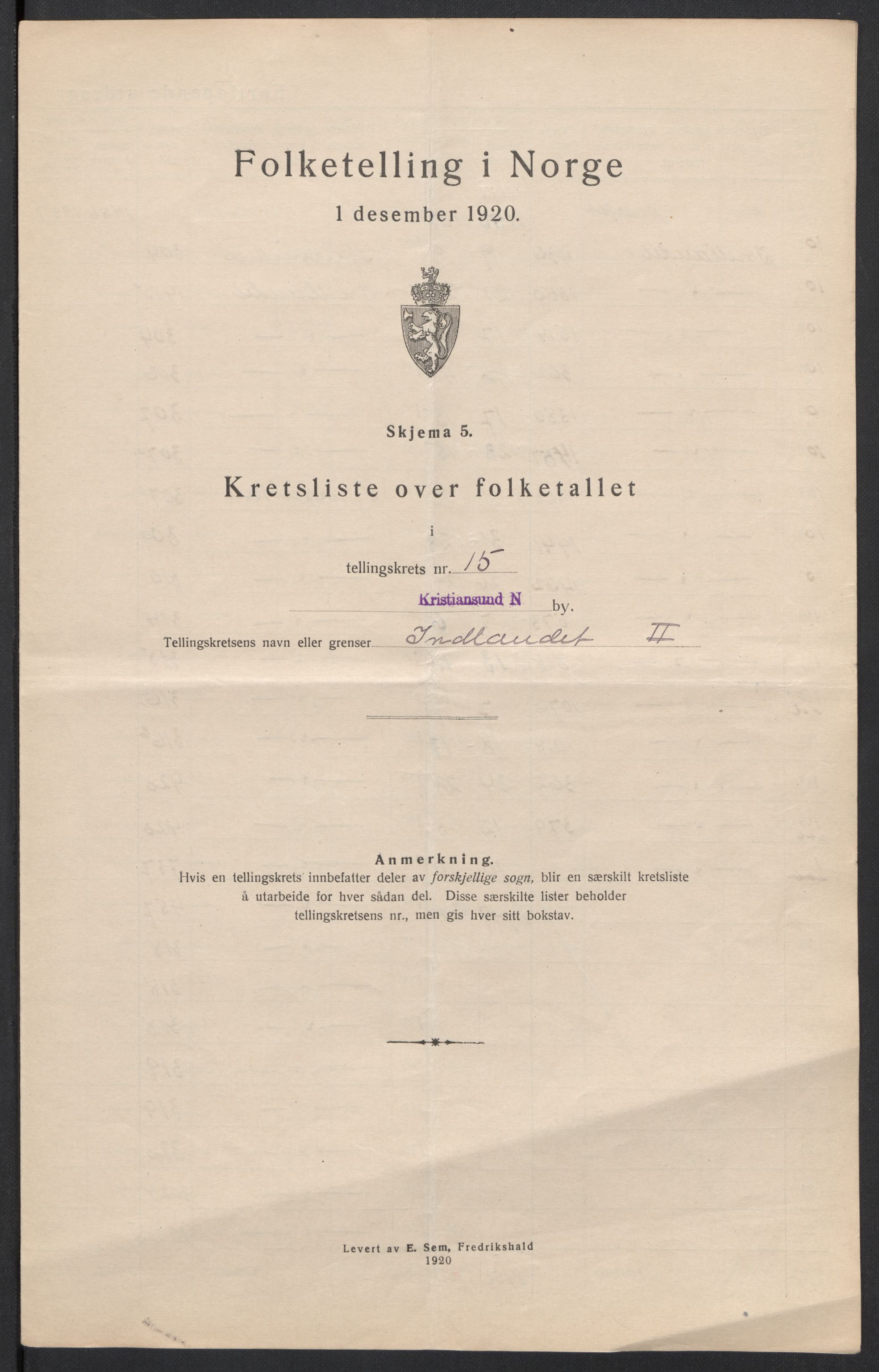 SAT, 1920 census for Kristiansund, 1920, p. 51