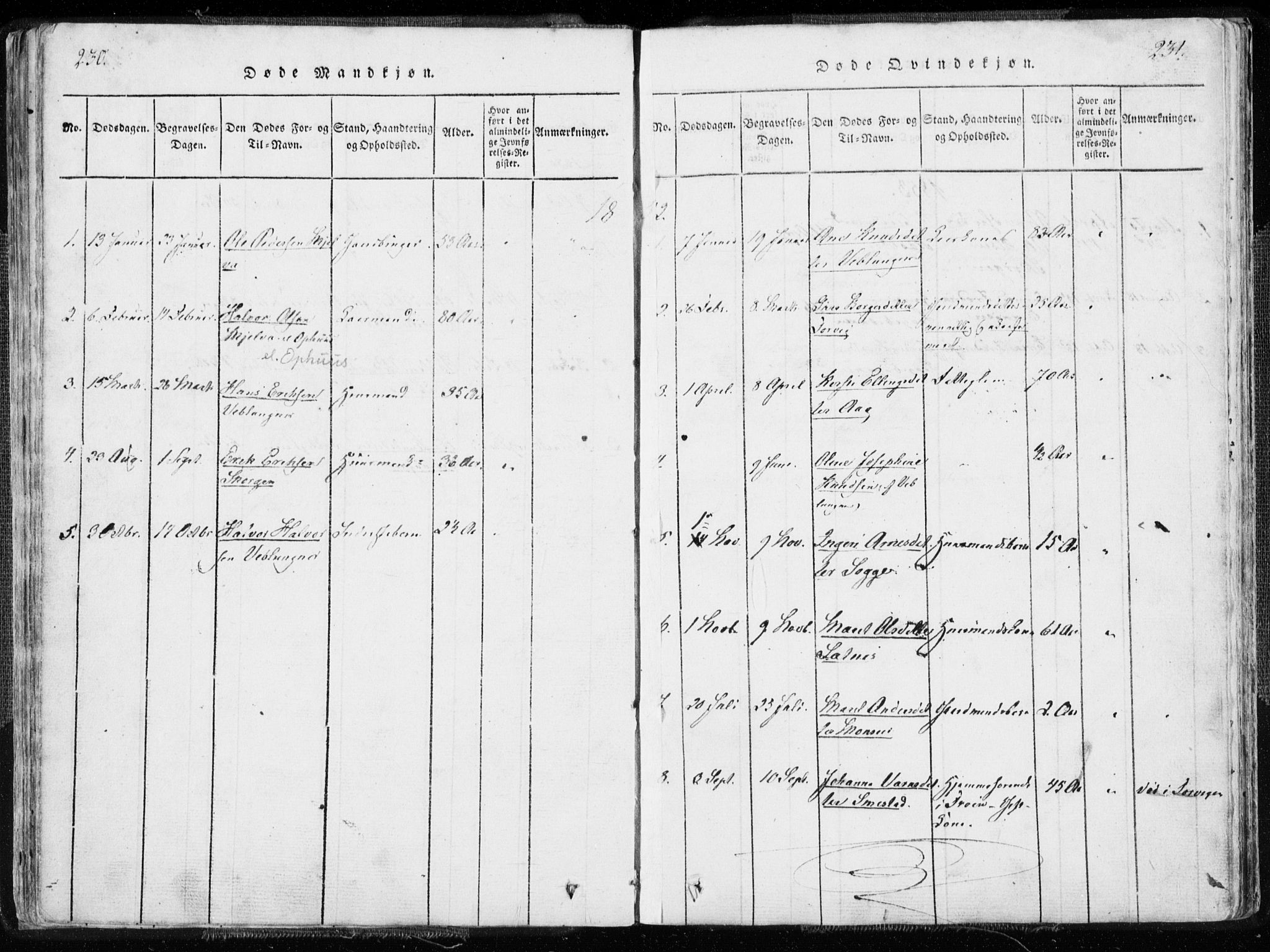 Ministerialprotokoller, klokkerbøker og fødselsregistre - Møre og Romsdal, AV/SAT-A-1454/544/L0571: Parish register (official) no. 544A04, 1818-1853, p. 230-231