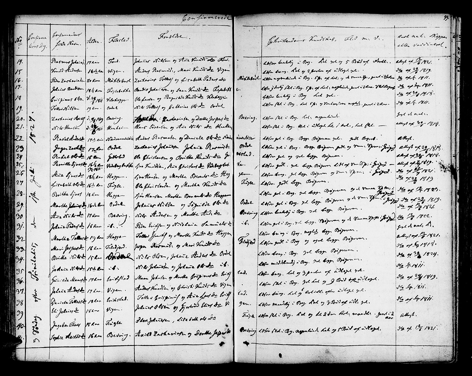 Jølster sokneprestembete, AV/SAB-A-80701/H/Haa/Haaa/L0008: Parish register (official) no. A 8, 1821-1833, p. 99