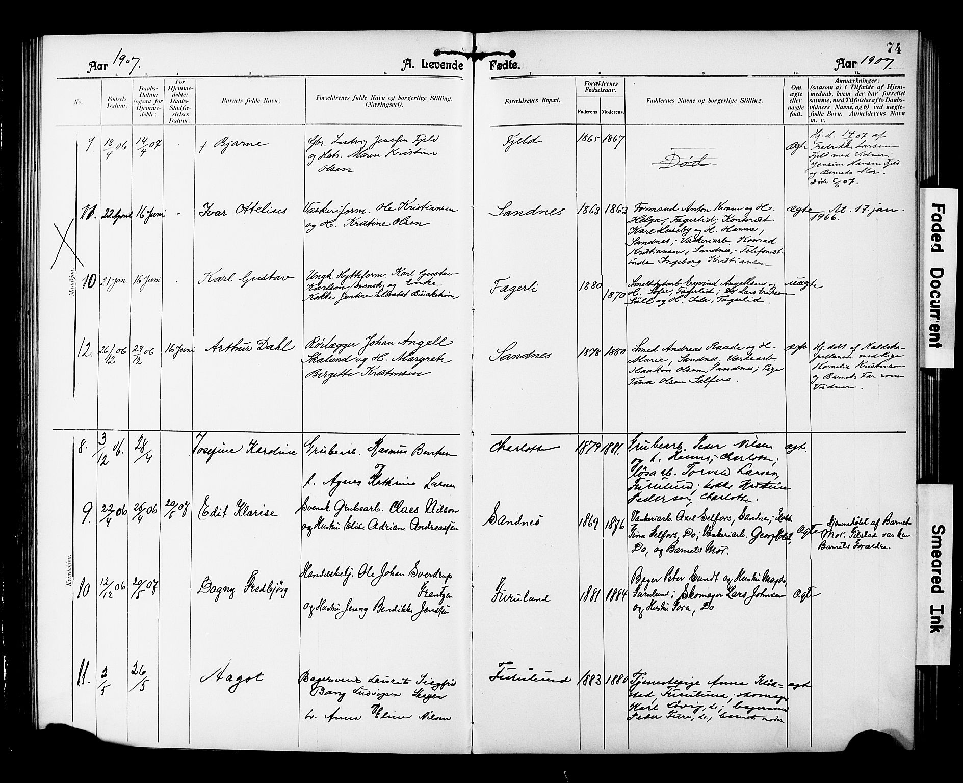 Ministerialprotokoller, klokkerbøker og fødselsregistre - Nordland, AV/SAT-A-1459/850/L0709: Parish register (official) no. 850A01, 1899-1909, p. 74