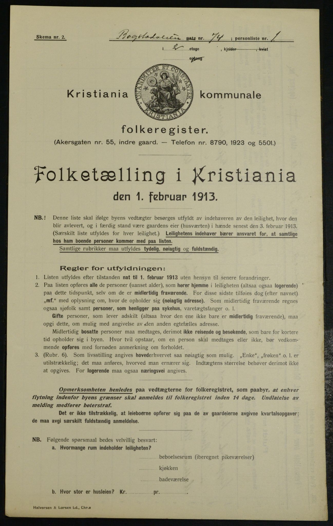 OBA, Municipal Census 1913 for Kristiania, 1913, p. 7483