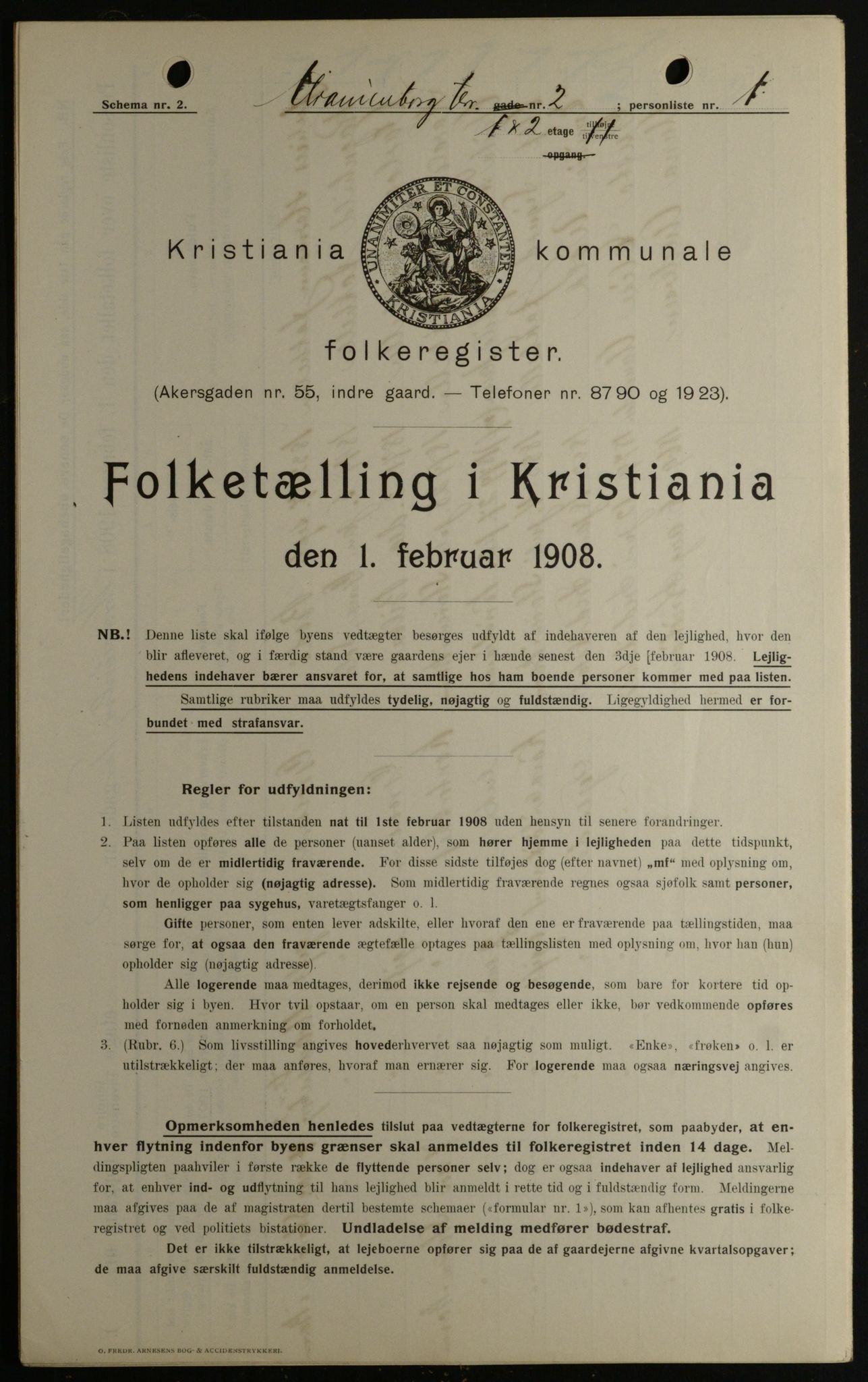 OBA, Municipal Census 1908 for Kristiania, 1908, p. 107876
