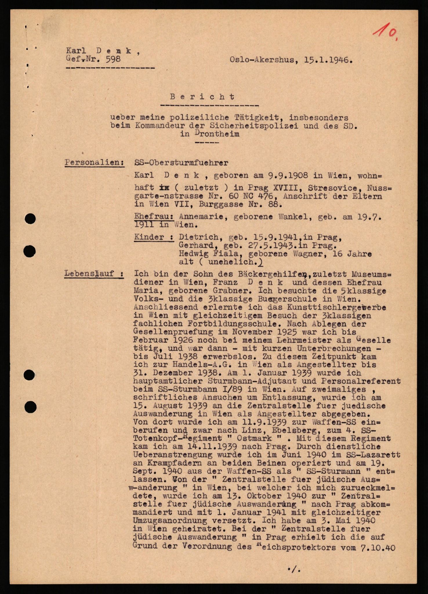 Forsvaret, Forsvarets overkommando II, AV/RA-RAFA-3915/D/Db/L0038: CI Questionaires. Tyske okkupasjonsstyrker i Norge. Østerrikere., 1945-1946, p. 226