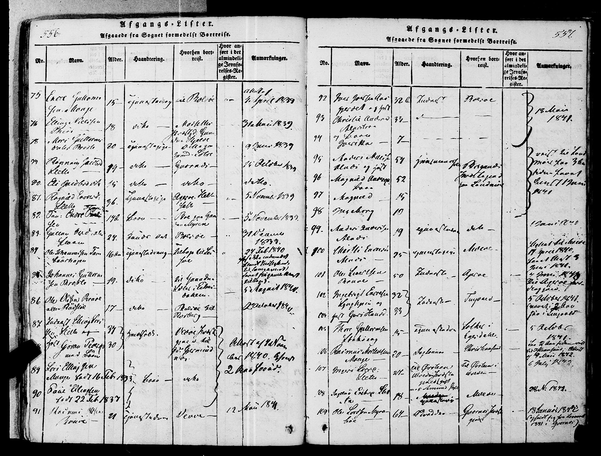 Ministerialprotokoller, klokkerbøker og fødselsregistre - Møre og Romsdal, SAT/A-1454/546/L0593: Parish register (official) no. 546A01, 1818-1853, p. 556-557