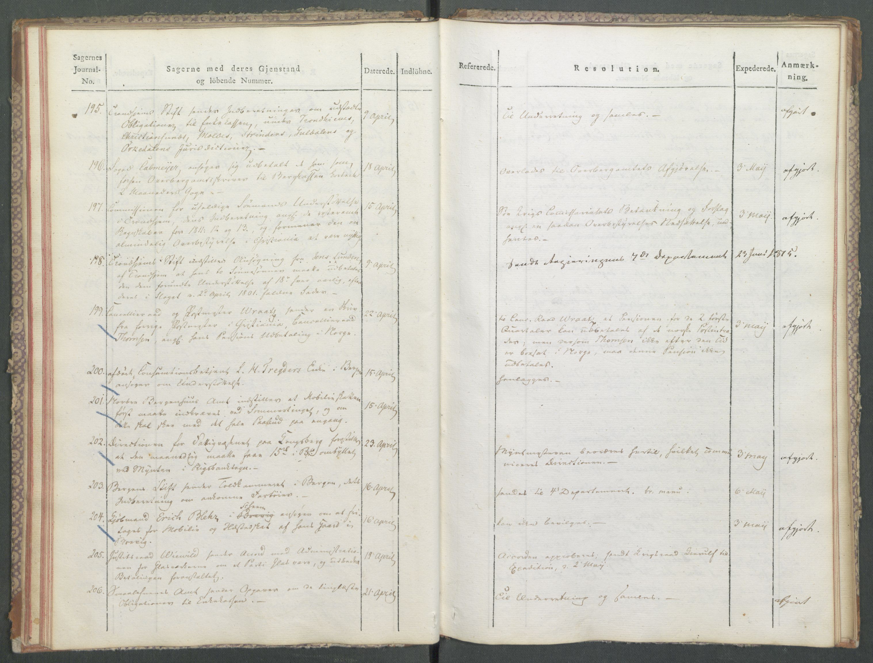 Departementene i 1814, RA/S-3899/Fa/L0006: 1. byrå - Journal A 1-543, 1814, p. 26