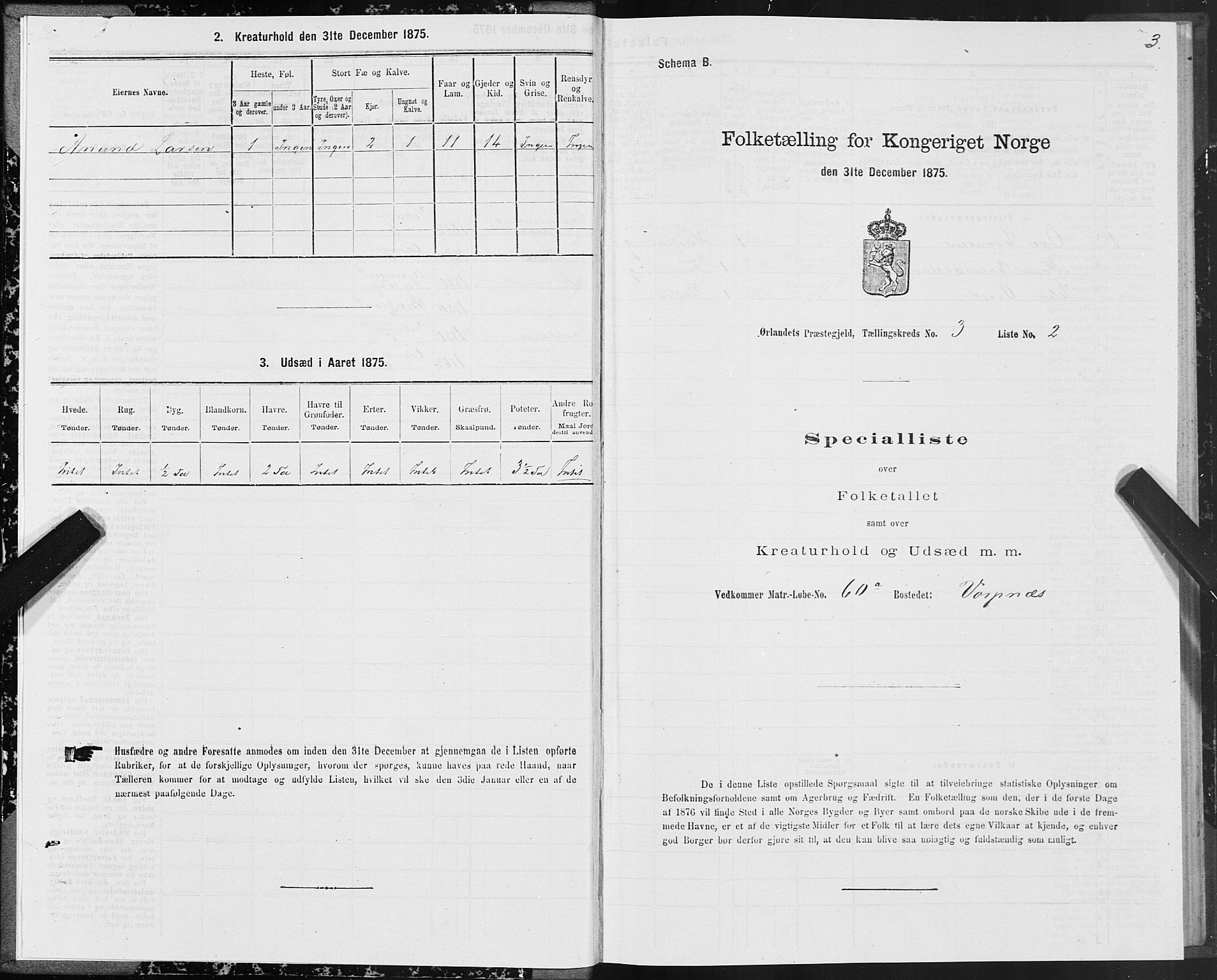 SAT, 1875 census for 1621P Ørland, 1875, p. 2003