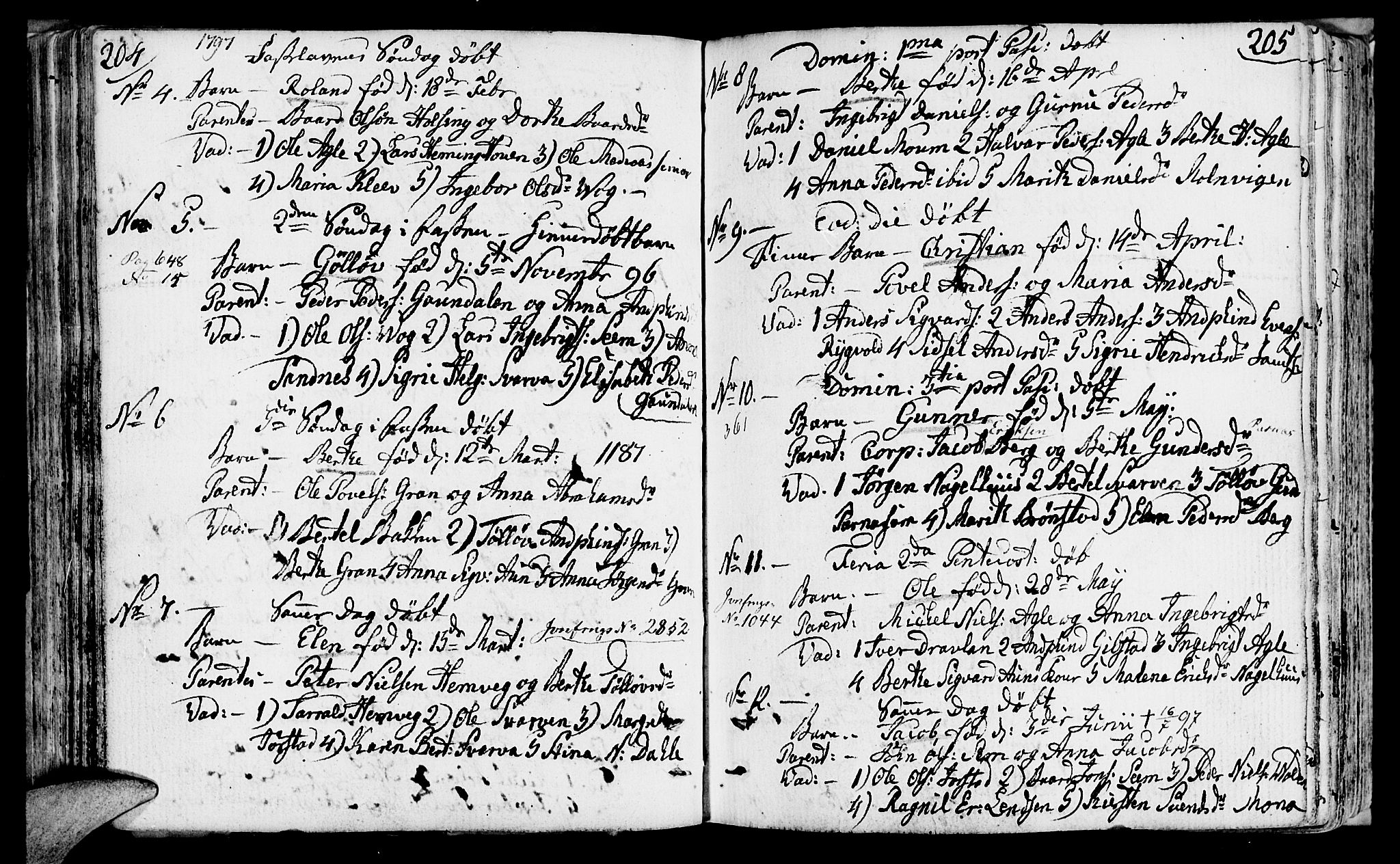 Ministerialprotokoller, klokkerbøker og fødselsregistre - Nord-Trøndelag, AV/SAT-A-1458/749/L0468: Parish register (official) no. 749A02, 1787-1817, p. 204-205