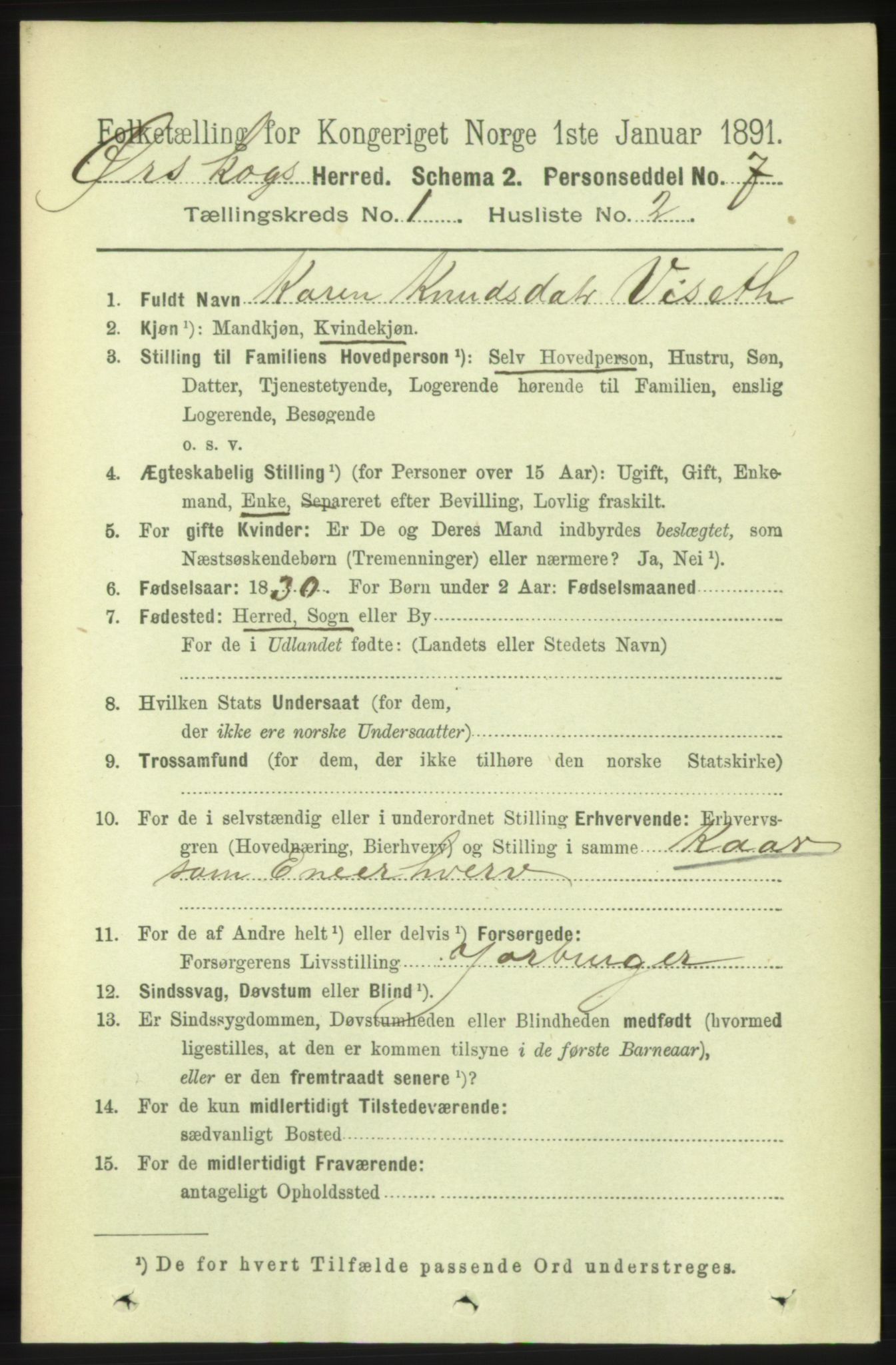 RA, 1891 census for 1527 Ørskog, 1891, p. 103