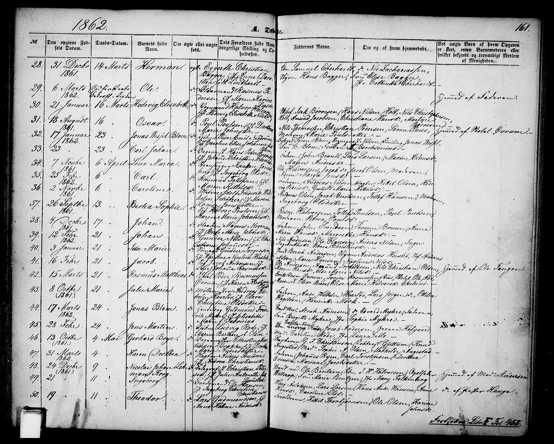 Skien kirkebøker, AV/SAKO-A-302/G/Ga/L0004: Parish register (copy) no. 4, 1843-1867, p. 161