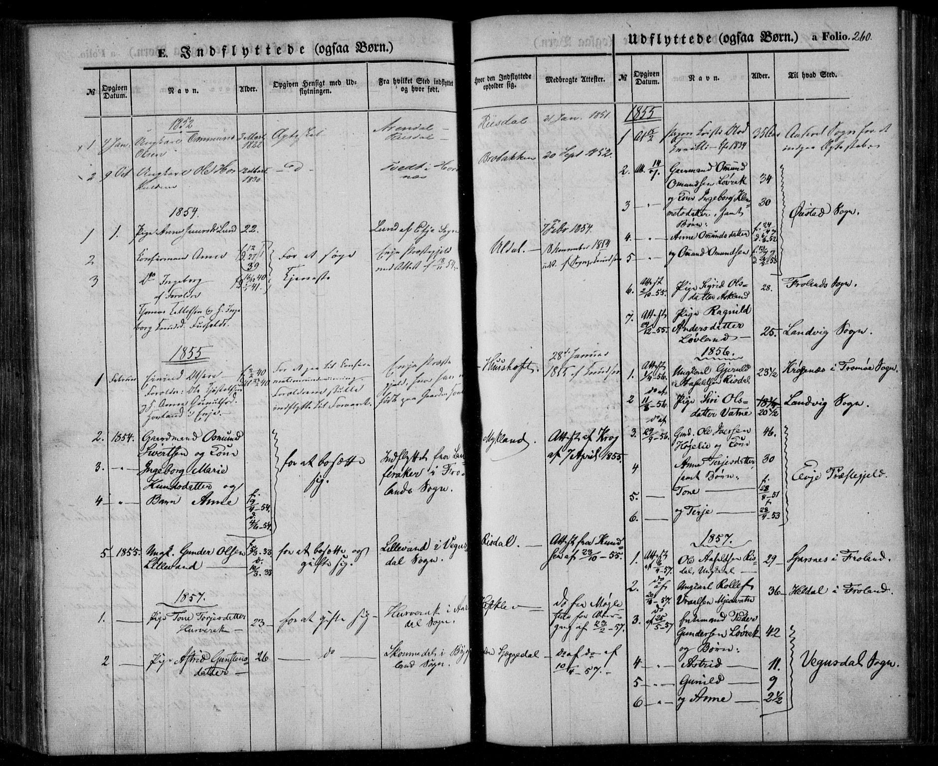 Åmli sokneprestkontor, AV/SAK-1111-0050/F/Fa/Fac/L0008: Parish register (official) no. A 8, 1852-1869, p. 260