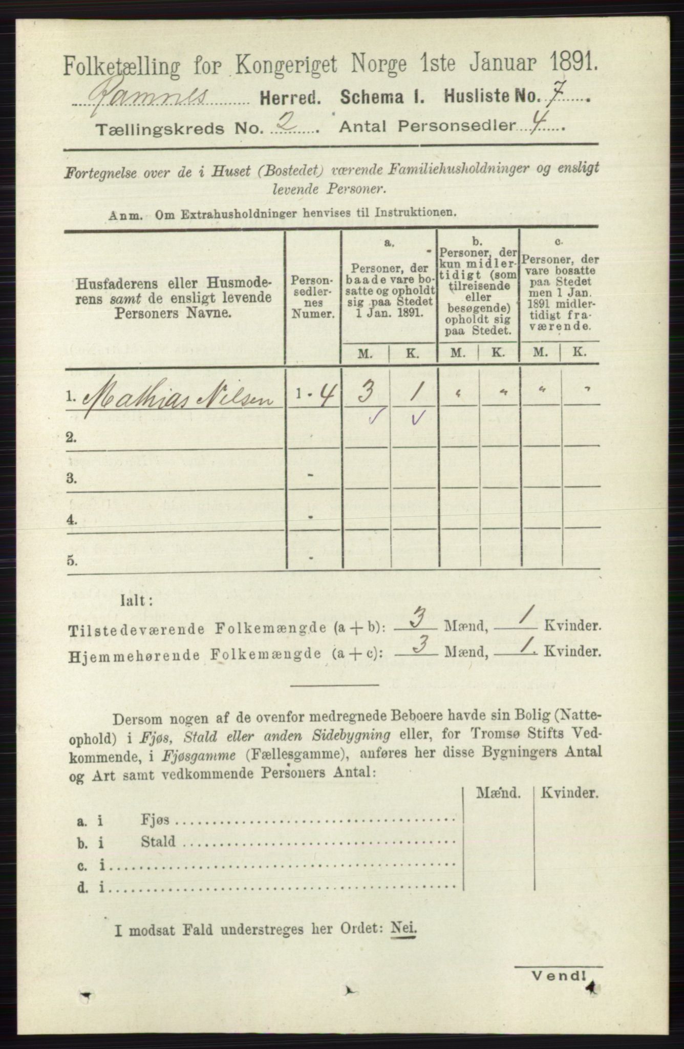 RA, 1891 census for 0718 Ramnes, 1891, p. 461