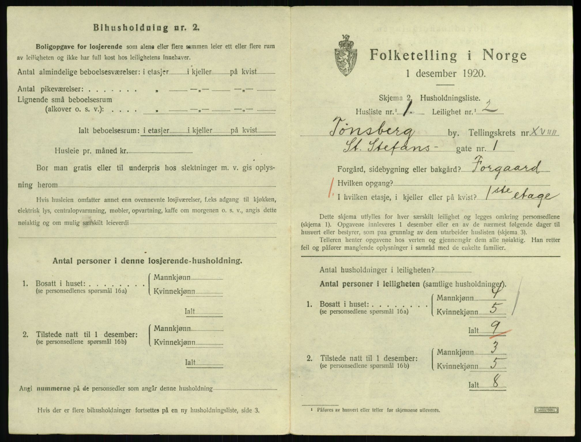 SAKO, 1920 census for Tønsberg, 1920, p. 7149