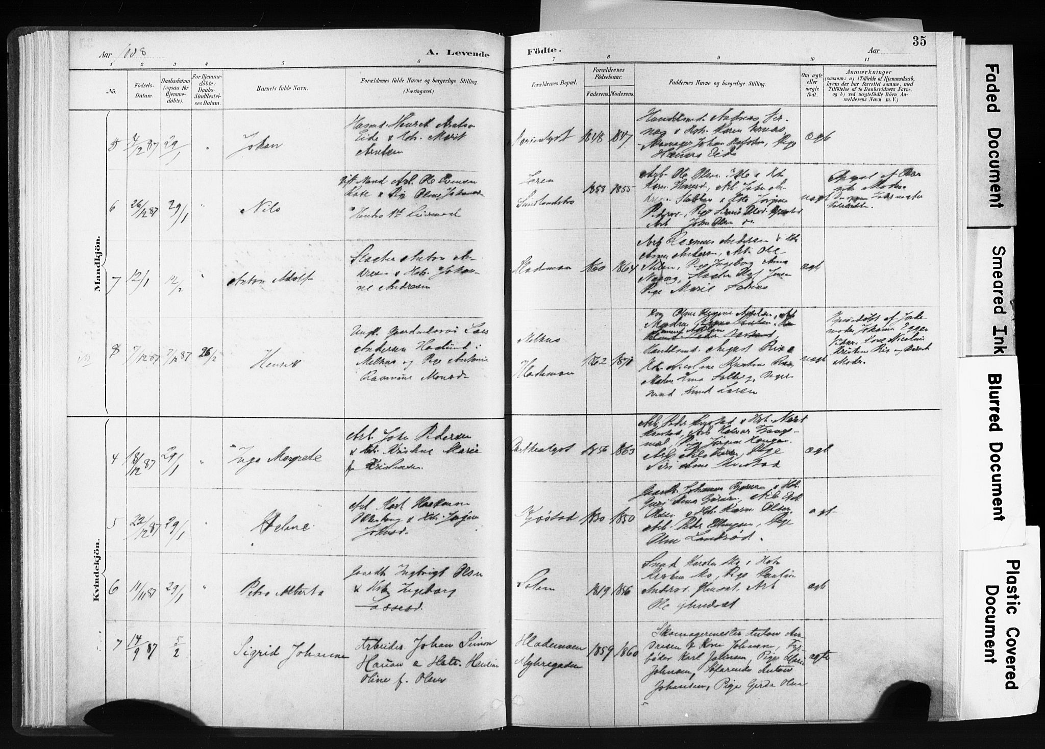 Ministerialprotokoller, klokkerbøker og fødselsregistre - Sør-Trøndelag, SAT/A-1456/606/L0300: Parish register (official) no. 606A15, 1886-1893, p. 35