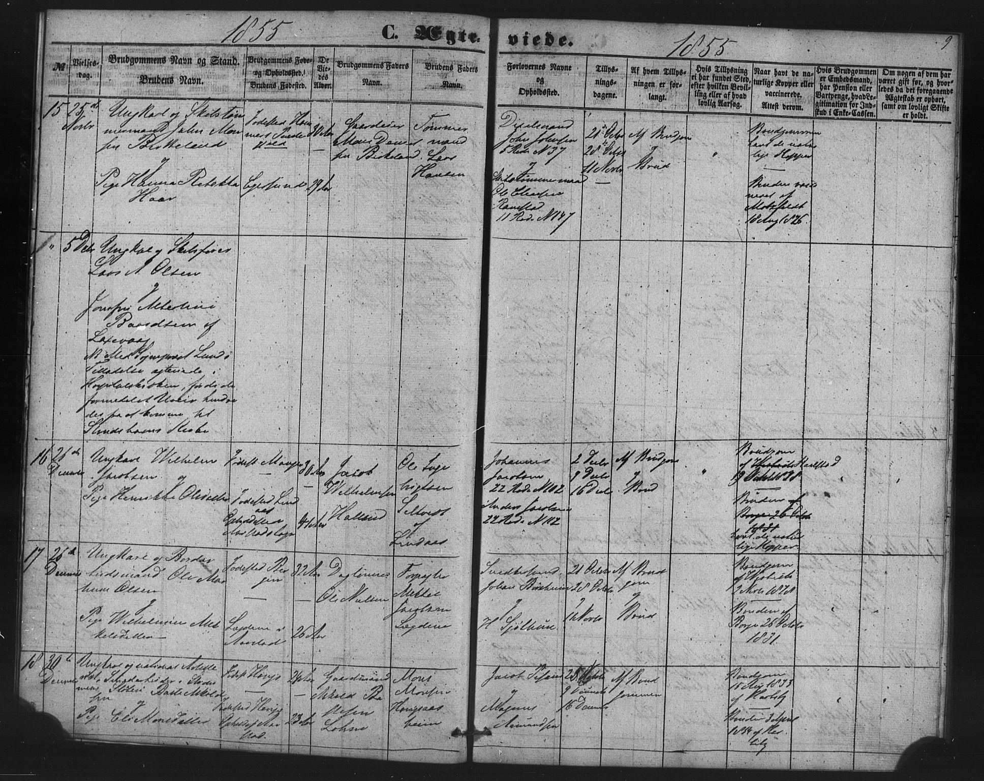 St. Jørgens hospital og Årstad sokneprestembete, AV/SAB-A-99934: Parish register (copy) no. A 7, 1854-1886, p. 9