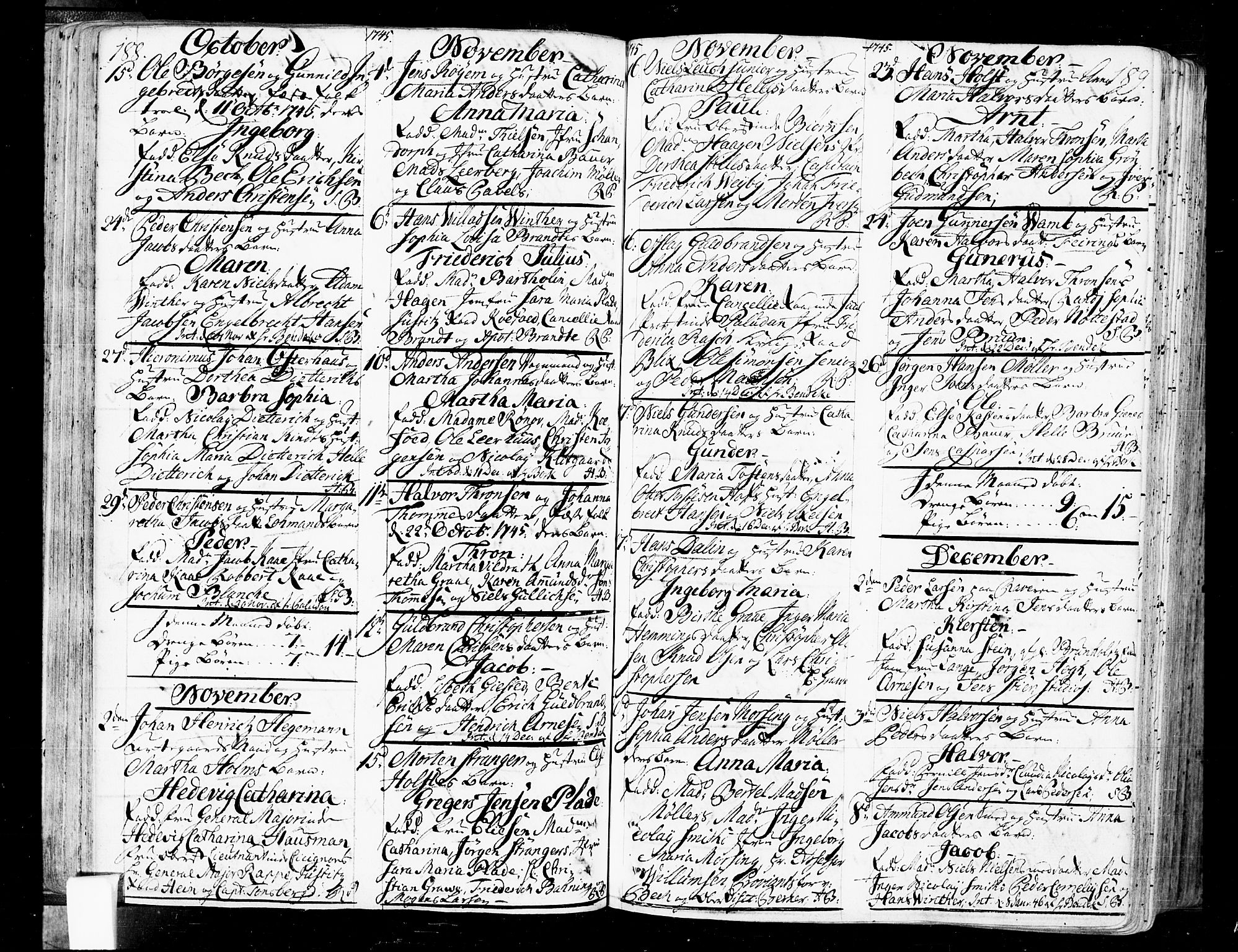 Oslo domkirke Kirkebøker, SAO/A-10752/F/Fa/L0004: Parish register (official) no. 4, 1743-1786, p. 188-189