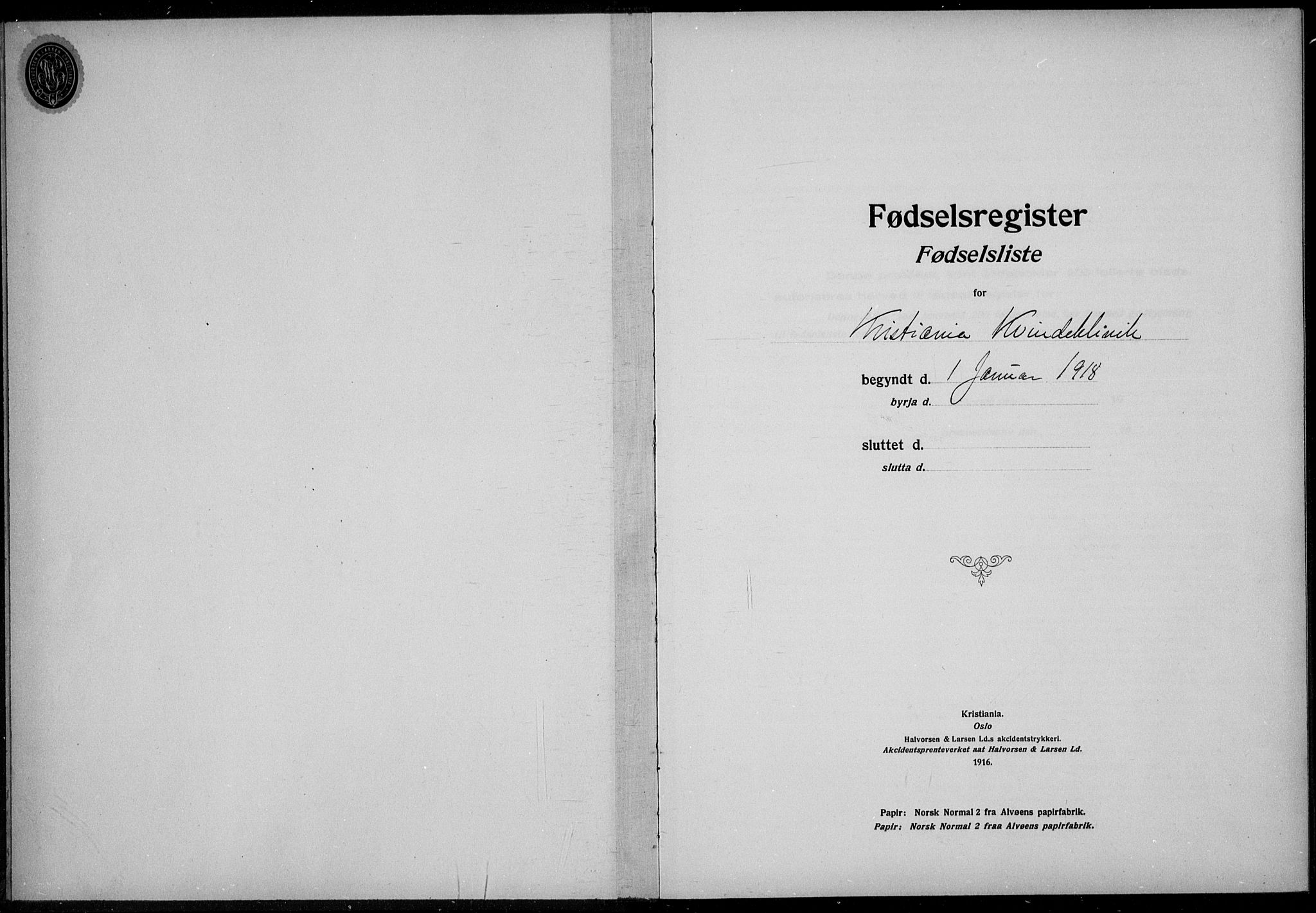 Rikshospitalet prestekontor Kirkebøker, SAO/A-10309b/J/L0003: Birth register no. 3, 1918-1918