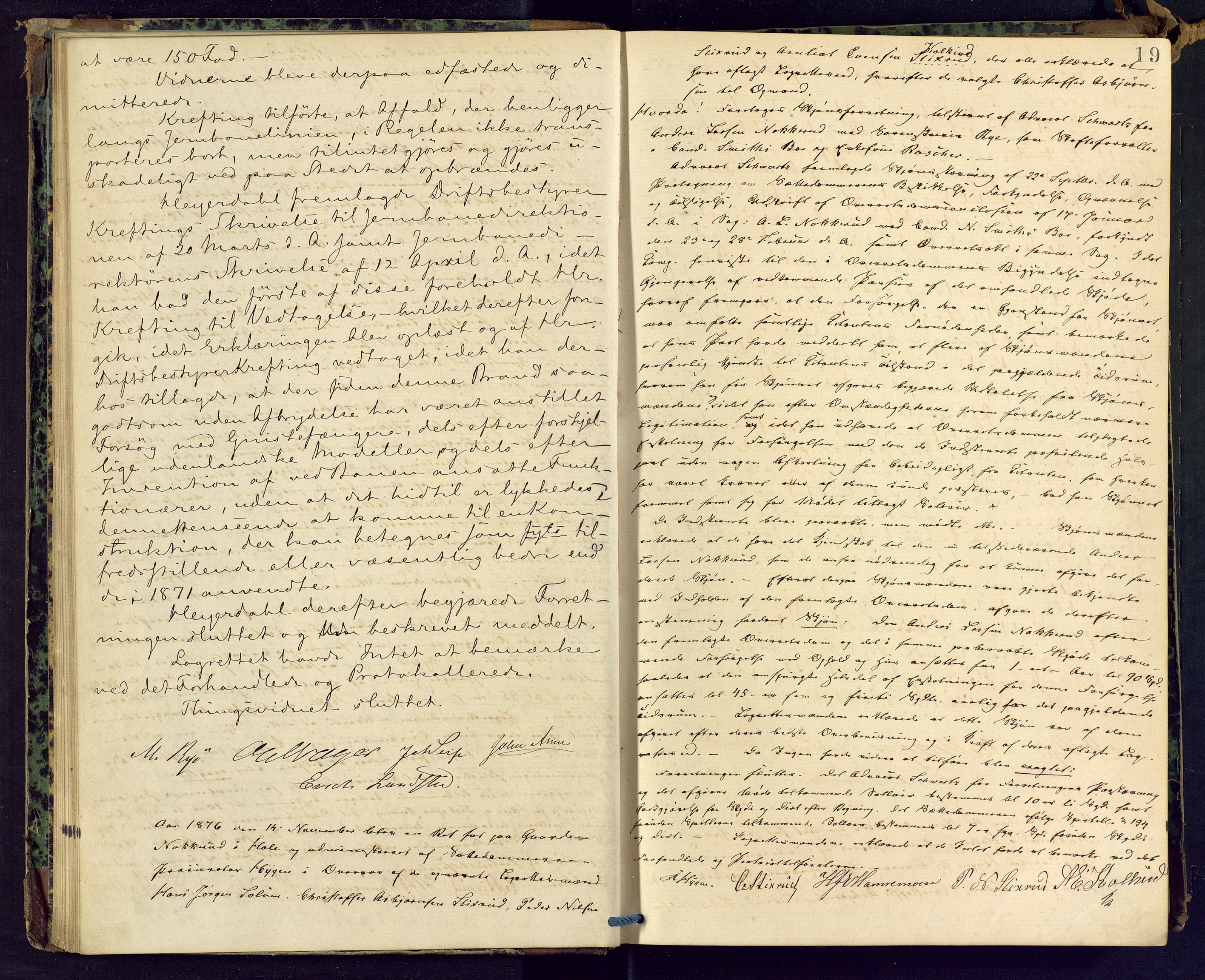 Ringerike sorenskriveri, AV/SAKO-A-105/F/Fc/Fca/L0015: Ekstrarettsprotokoll, 1876-1879, p. 19