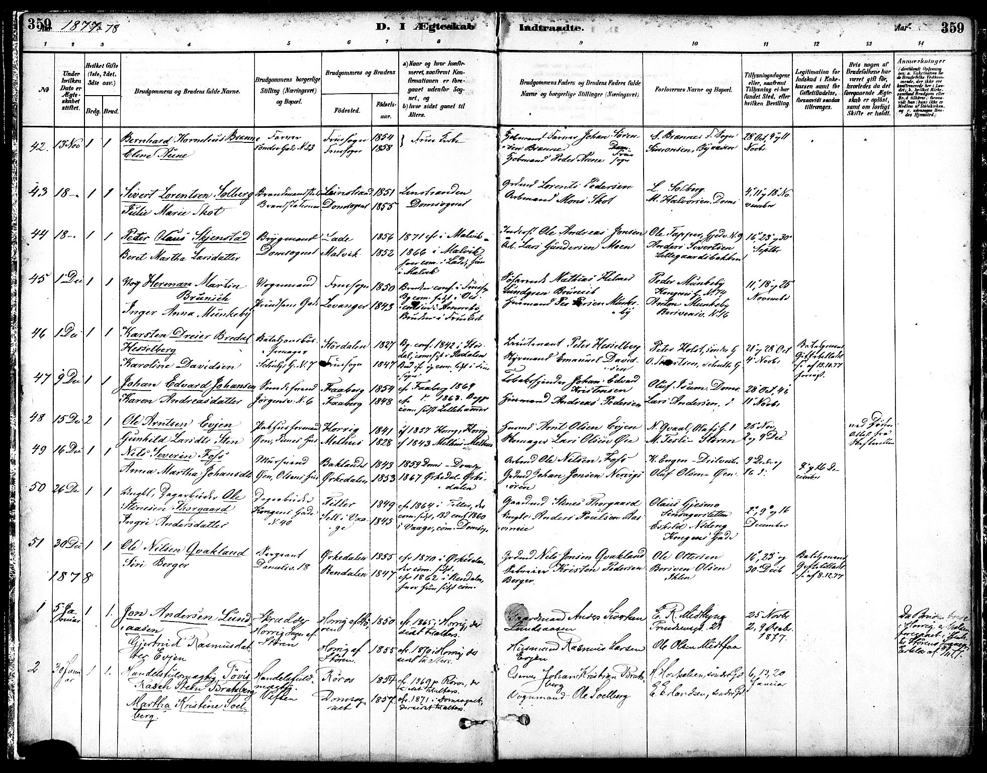 Ministerialprotokoller, klokkerbøker og fødselsregistre - Sør-Trøndelag, SAT/A-1456/601/L0058: Parish register (official) no. 601A26, 1877-1891, p. 359