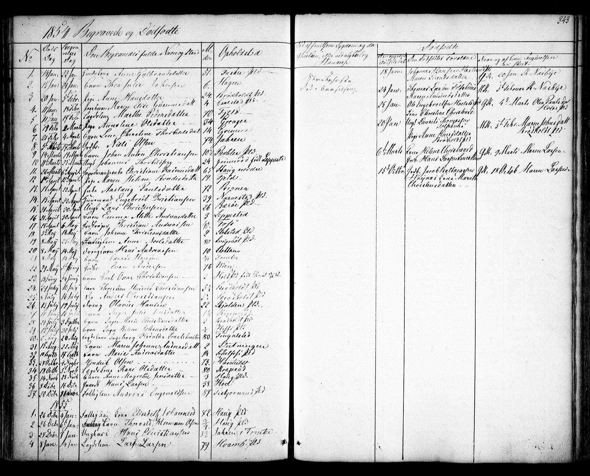 Hobøl prestekontor Kirkebøker, SAO/A-2002/F/Fa/L0003: Parish register (official) no. I 3, 1842-1864, p. 343