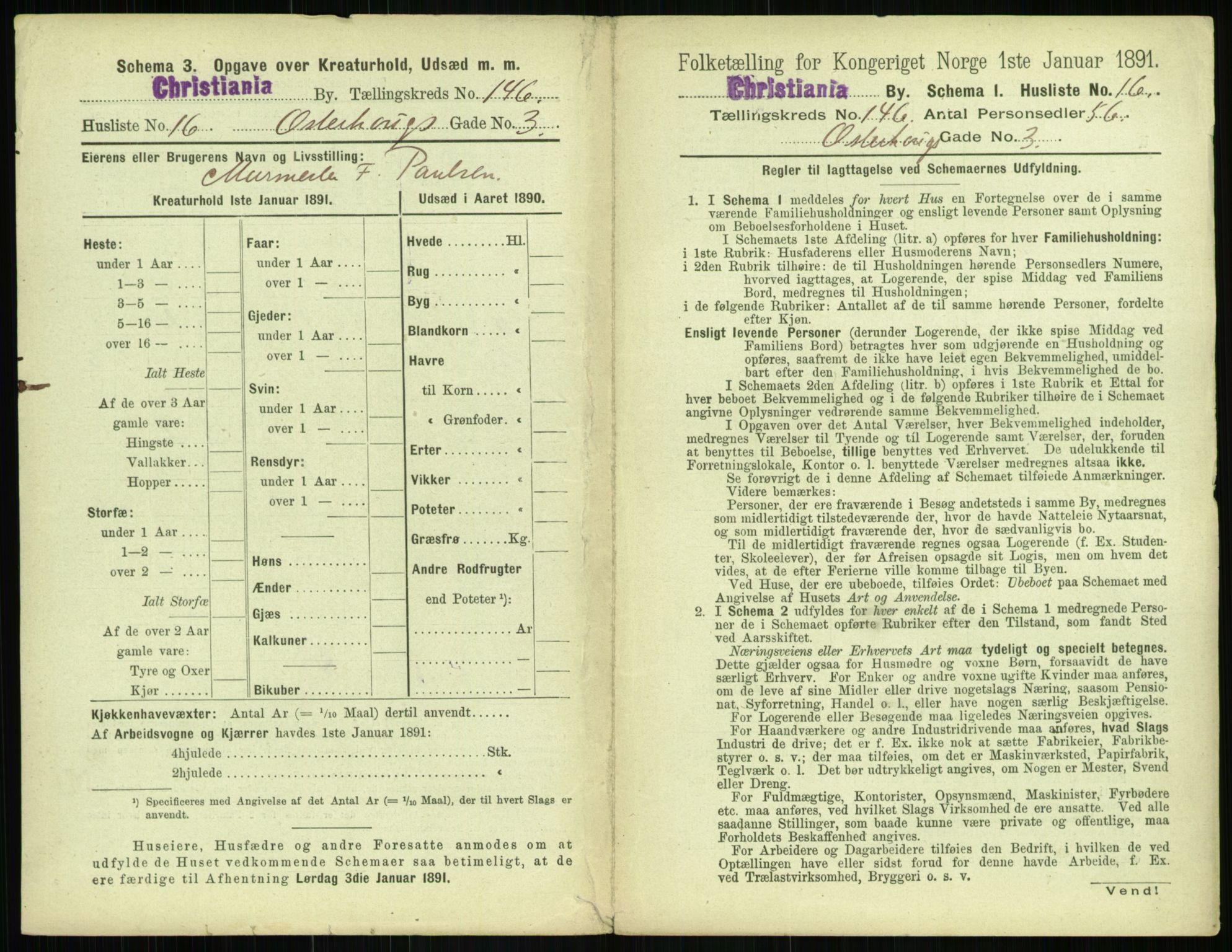 RA, 1891 census for 0301 Kristiania, 1891, p. 80146