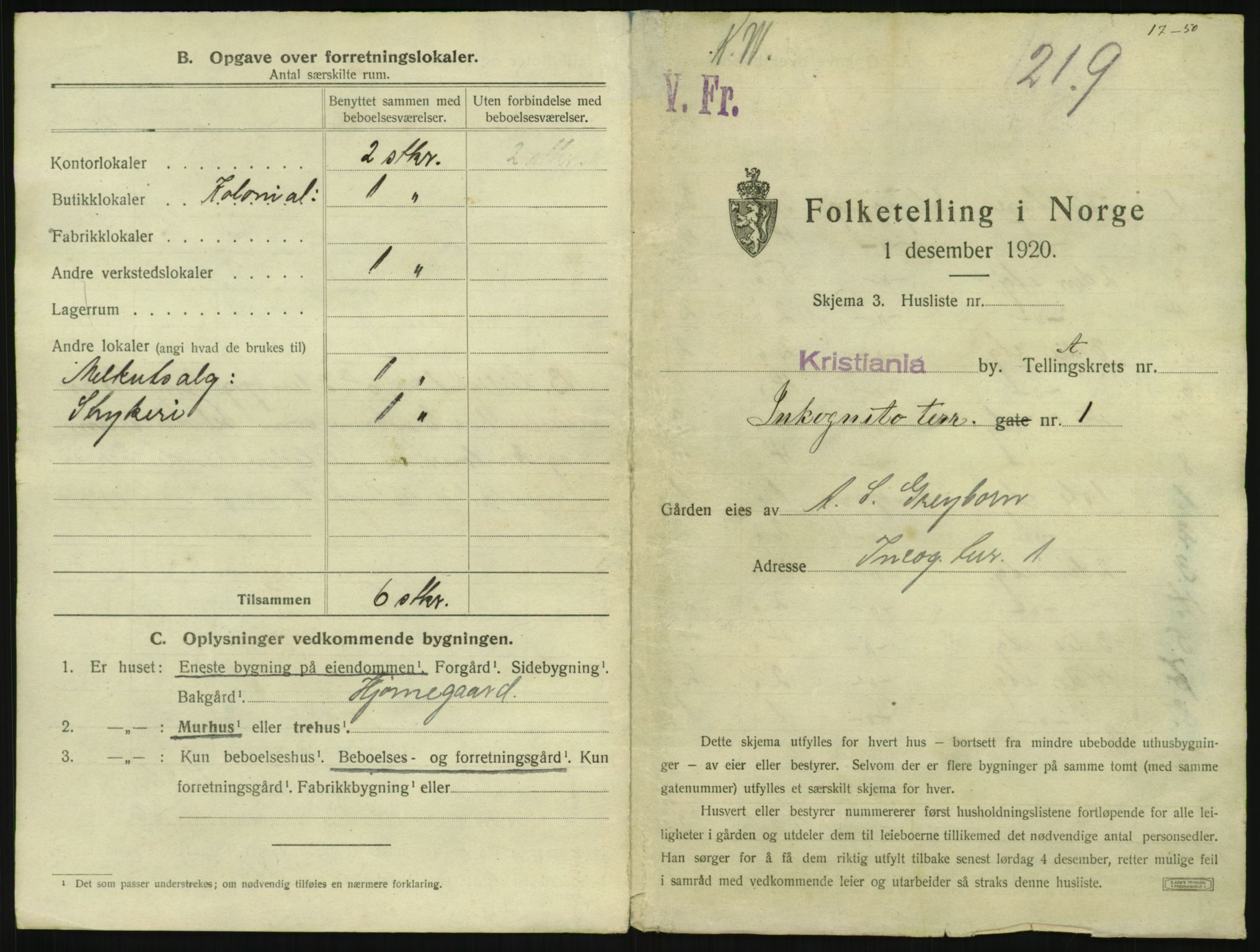 SAO, 1920 census for Kristiania, 1920, p. 45580