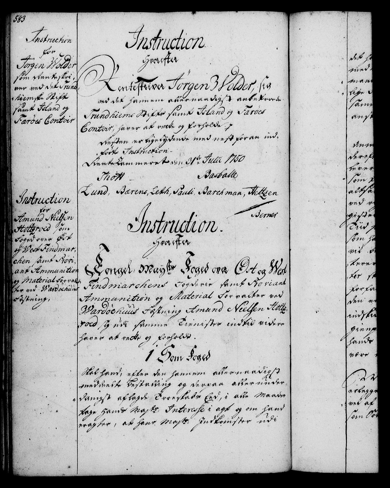 Rentekammeret, Kammerkanselliet, RA/EA-3111/G/Gg/Ggi/L0002: Norsk instruksjonsprotokoll med register (merket RK 53.35), 1729-1751, p. 583