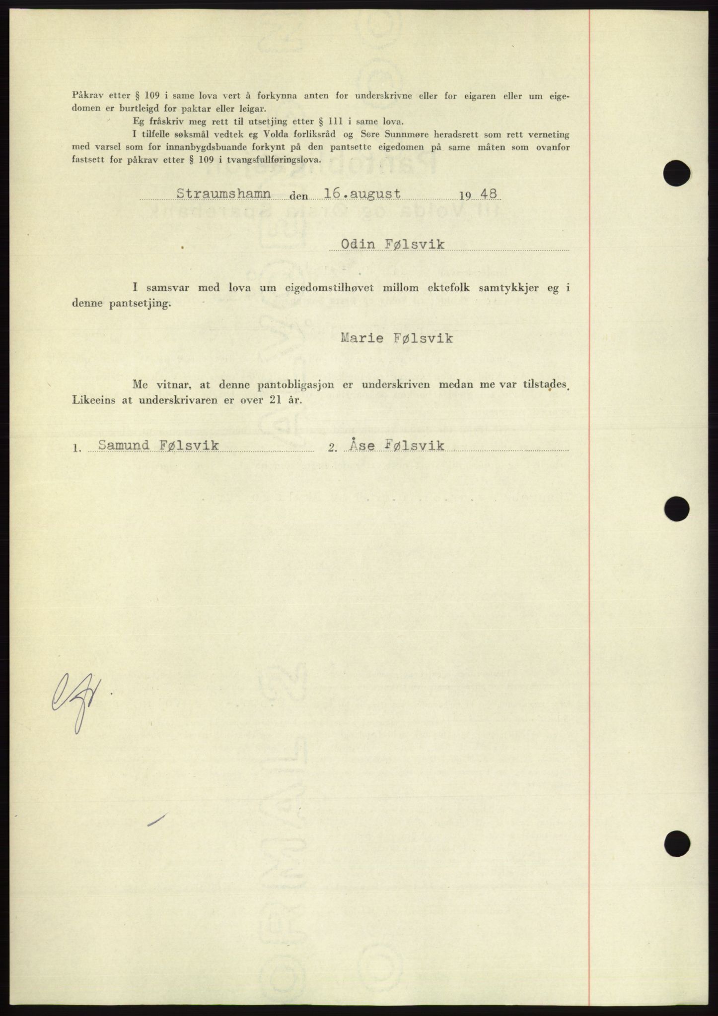 Søre Sunnmøre sorenskriveri, AV/SAT-A-4122/1/2/2C/L0116: Mortgage book no. 4B, 1948-1949, Diary no: : 1118/1948