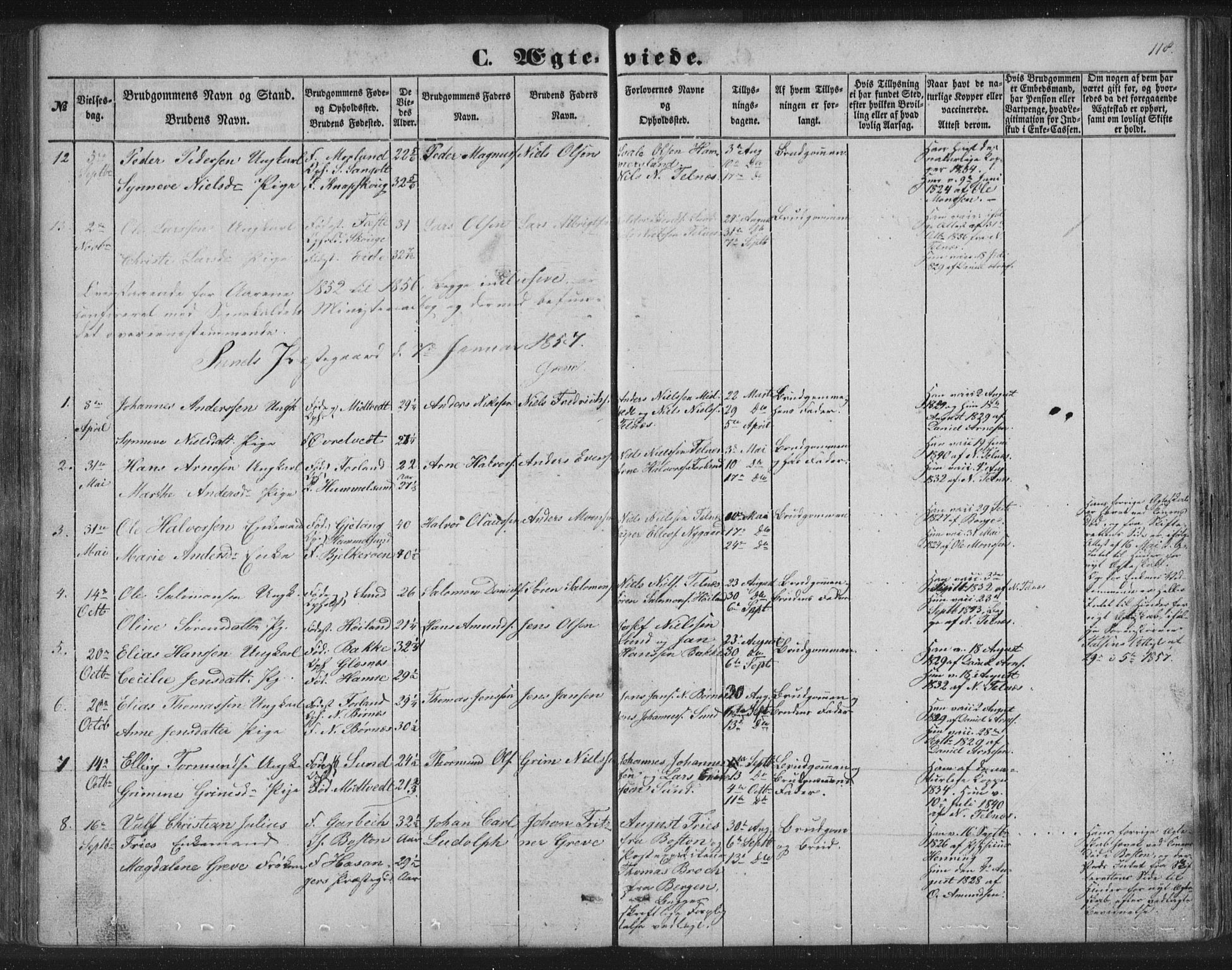 Sund sokneprestembete, AV/SAB-A-99930: Parish register (copy) no. B 1, 1852-1873, p. 118