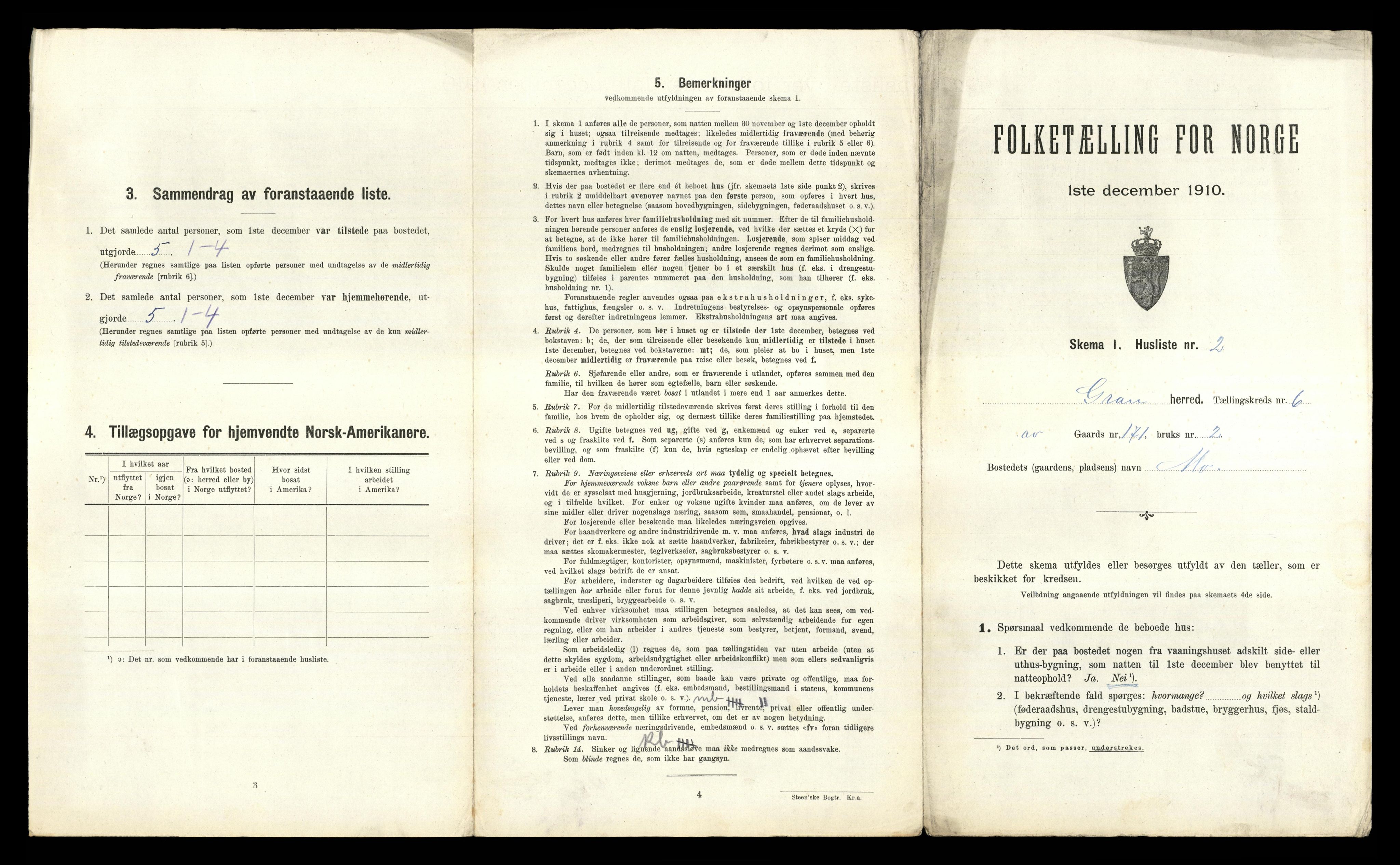 RA, 1910 census for Gran, 1910, p. 1069