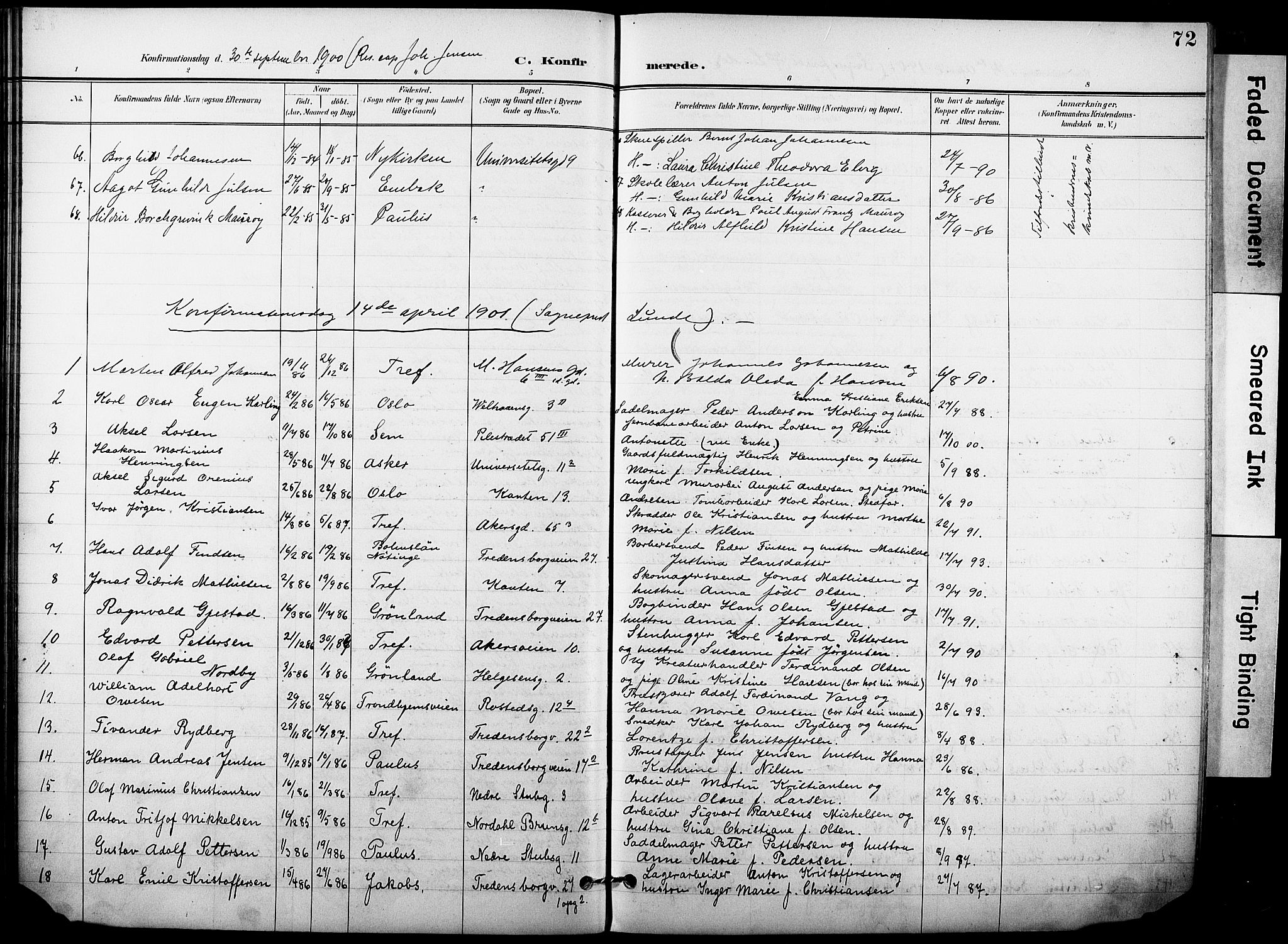 Trefoldighet prestekontor Kirkebøker, SAO/A-10882/F/Fb/L0004: Parish register (official) no. II 4, 1896-1915, p. 72