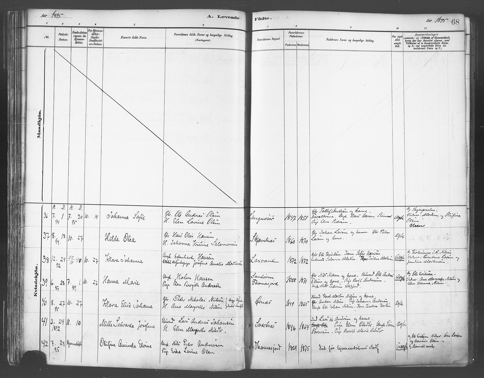 Balsfjord sokneprestembete, SATØ/S-1303/G/Ga/L0005kirke: Parish register (official) no. 5, 1884-1897, p. 68