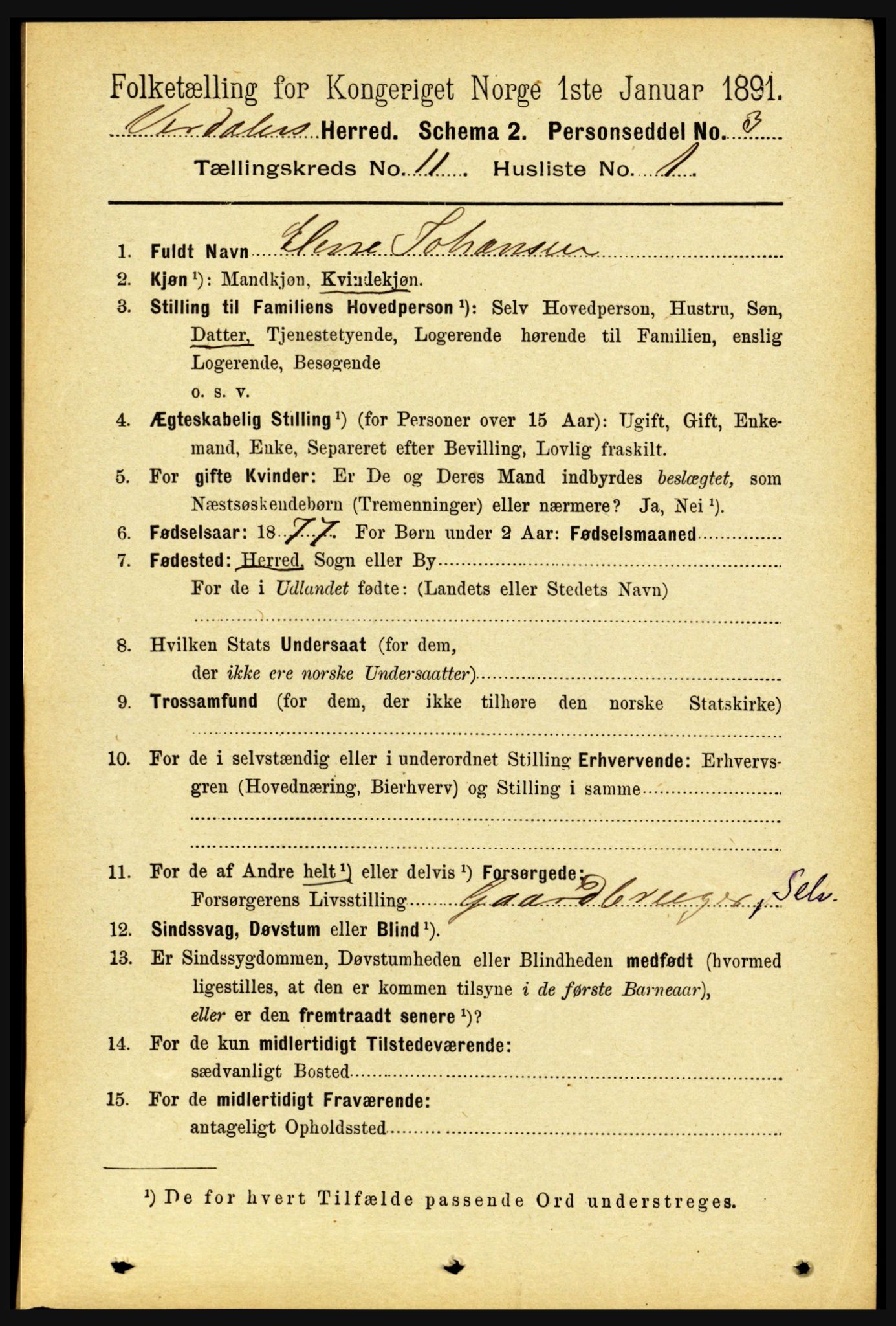 RA, 1891 census for 1721 Verdal, 1891, p. 5947