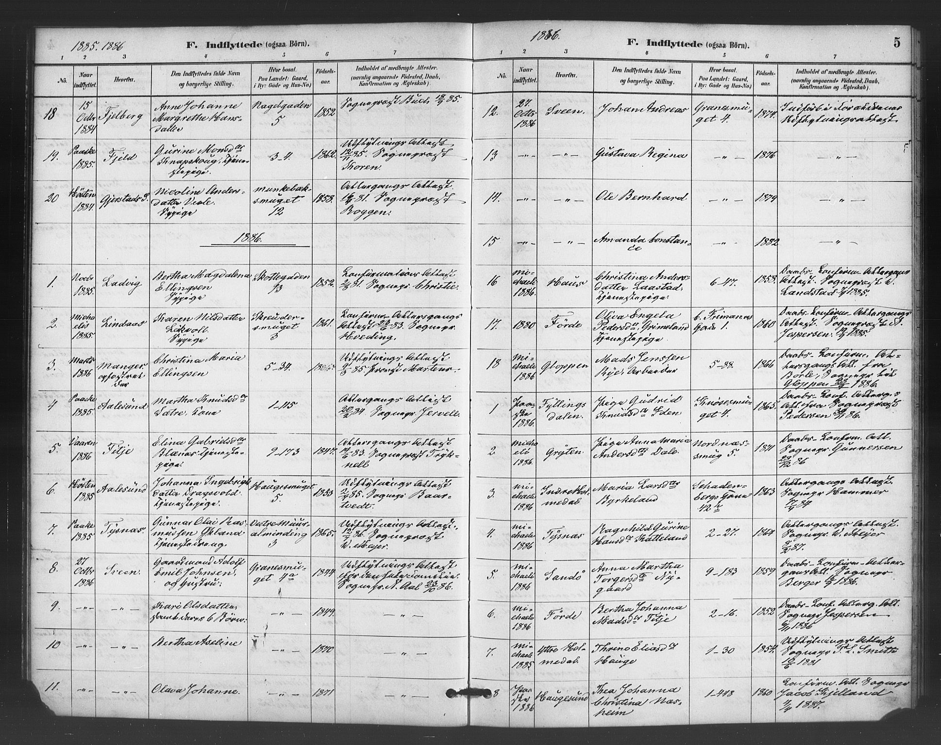 Nykirken Sokneprestembete, AV/SAB-A-77101/H/Haa/L0051: Parish register (official) no. G 3, 1880-1889, p. 5