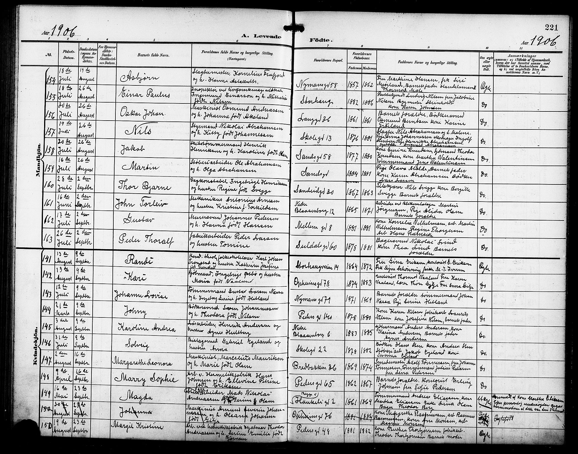 St. Johannes sokneprestkontor, AV/SAST-A-101814/001/30/30BB/L0004: Parish register (copy) no. B 4, 1900-1907, p. 221