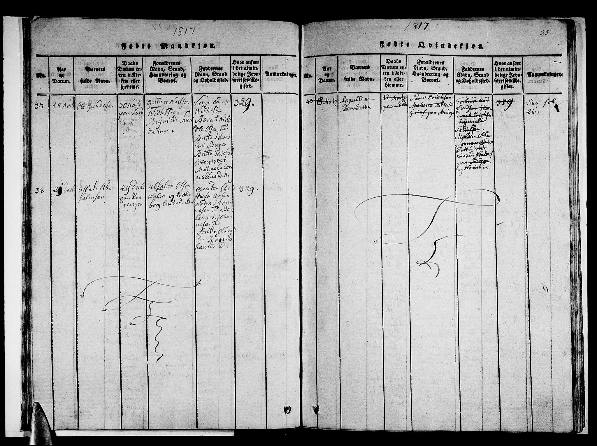 Stord sokneprestembete, AV/SAB-A-78201/H/Haa: Parish register (official) no. A 5, 1816-1825, p. 23