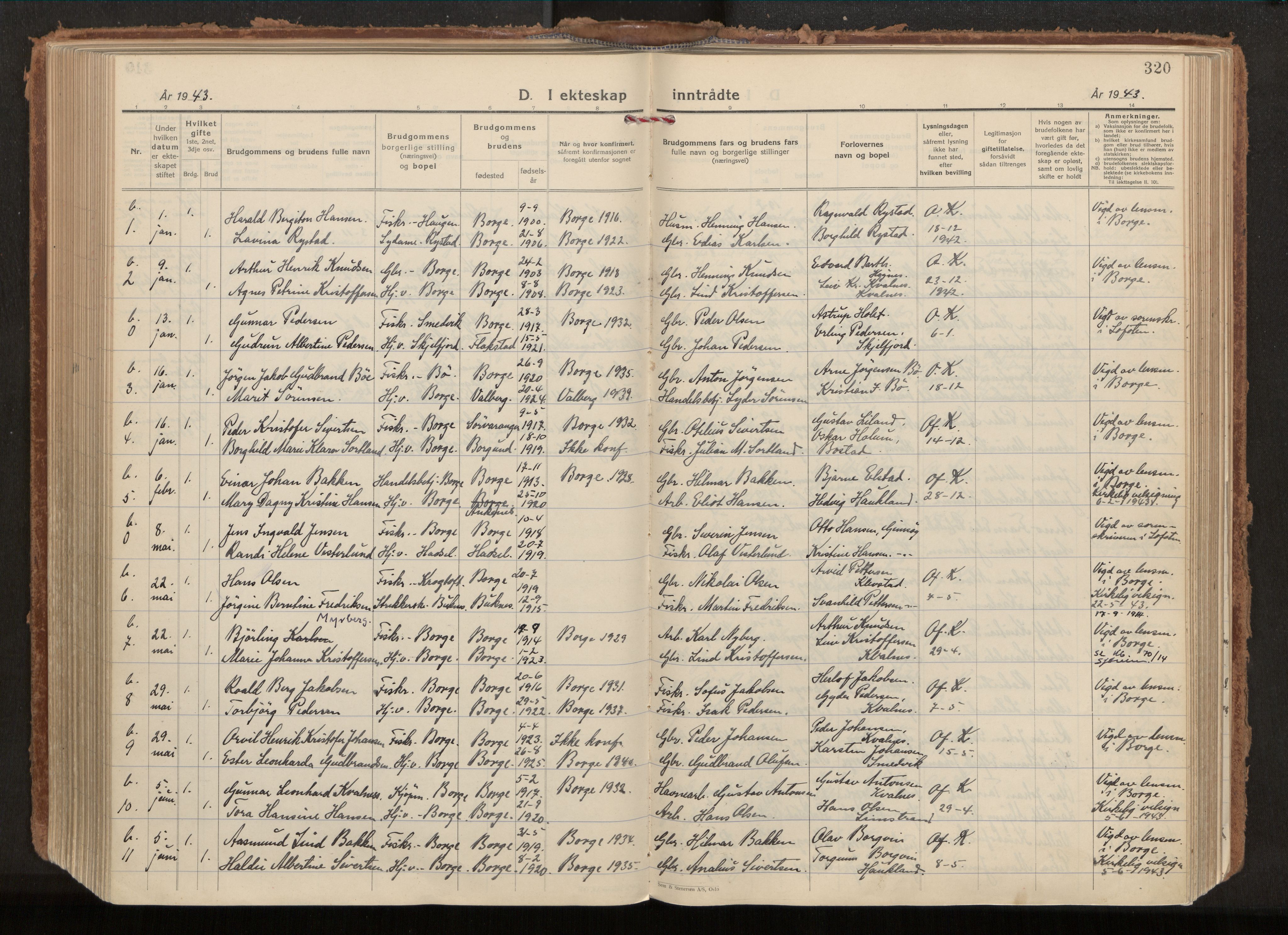 Ministerialprotokoller, klokkerbøker og fødselsregistre - Nordland, AV/SAT-A-1459/880/L1137: Parish register (official) no. 880A11, 1927-1944, p. 320