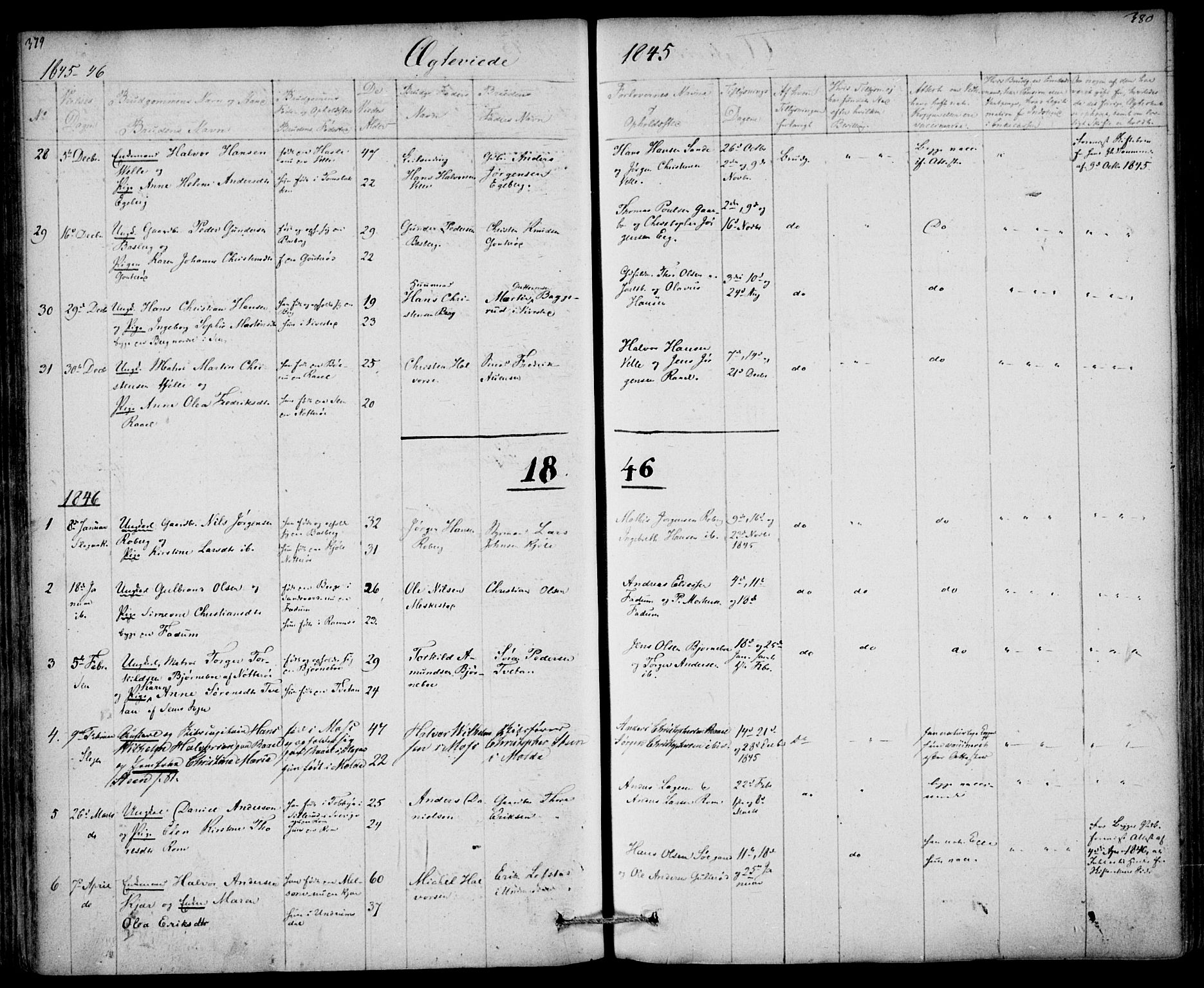 Sem kirkebøker, SAKO/A-5/F/Fa/L0006: Parish register (official) no. I 6, 1843-1855, p. 379-380